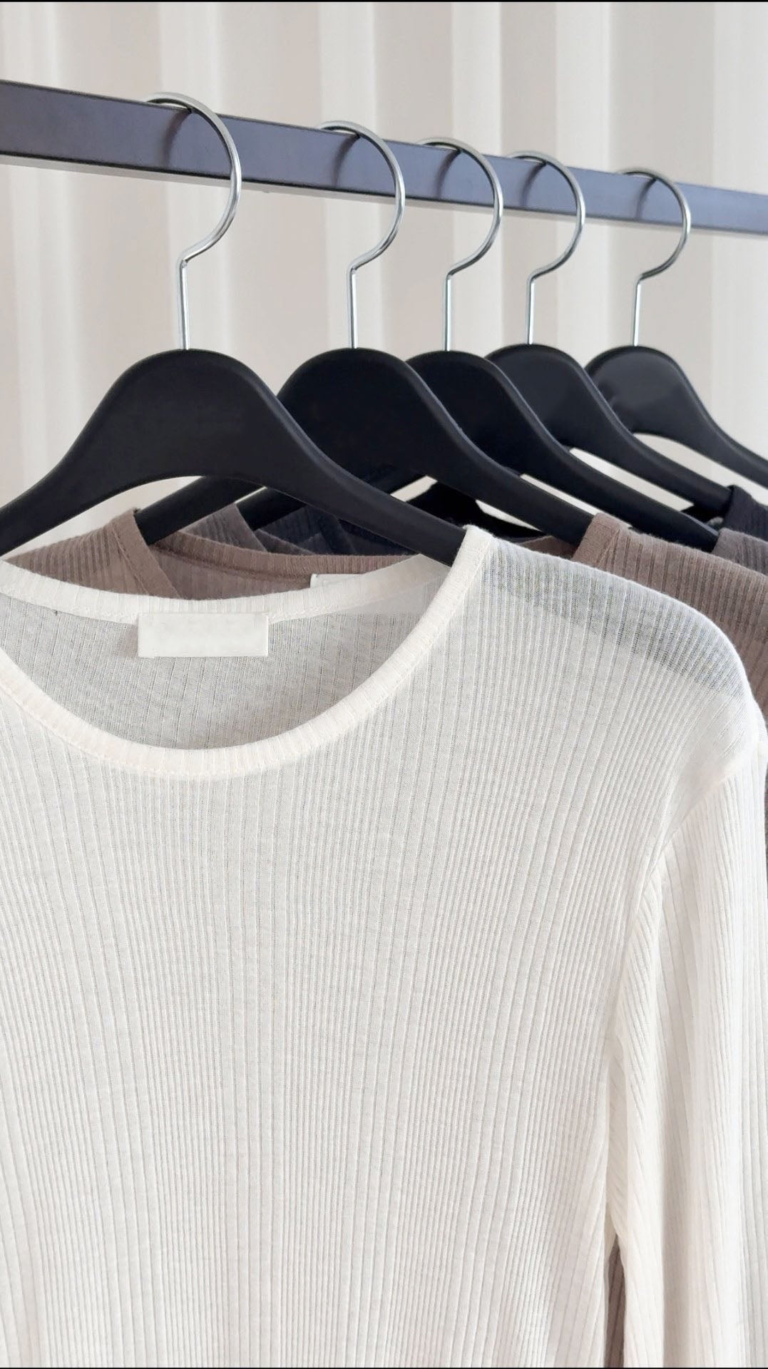 Wool Modal Ribbed Long Sleeve Top