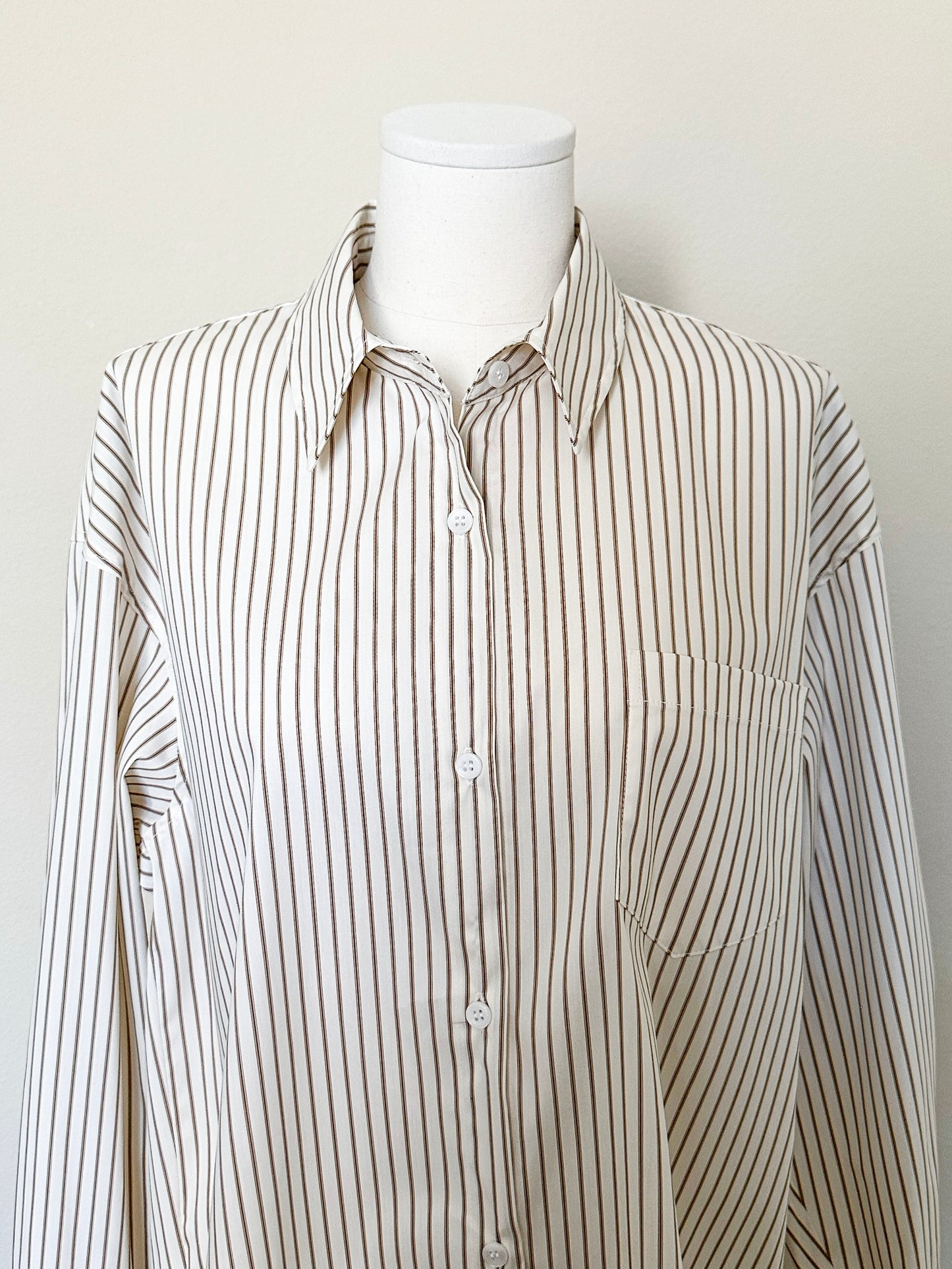 Wrinkle-Free Oversized Striped Shirt