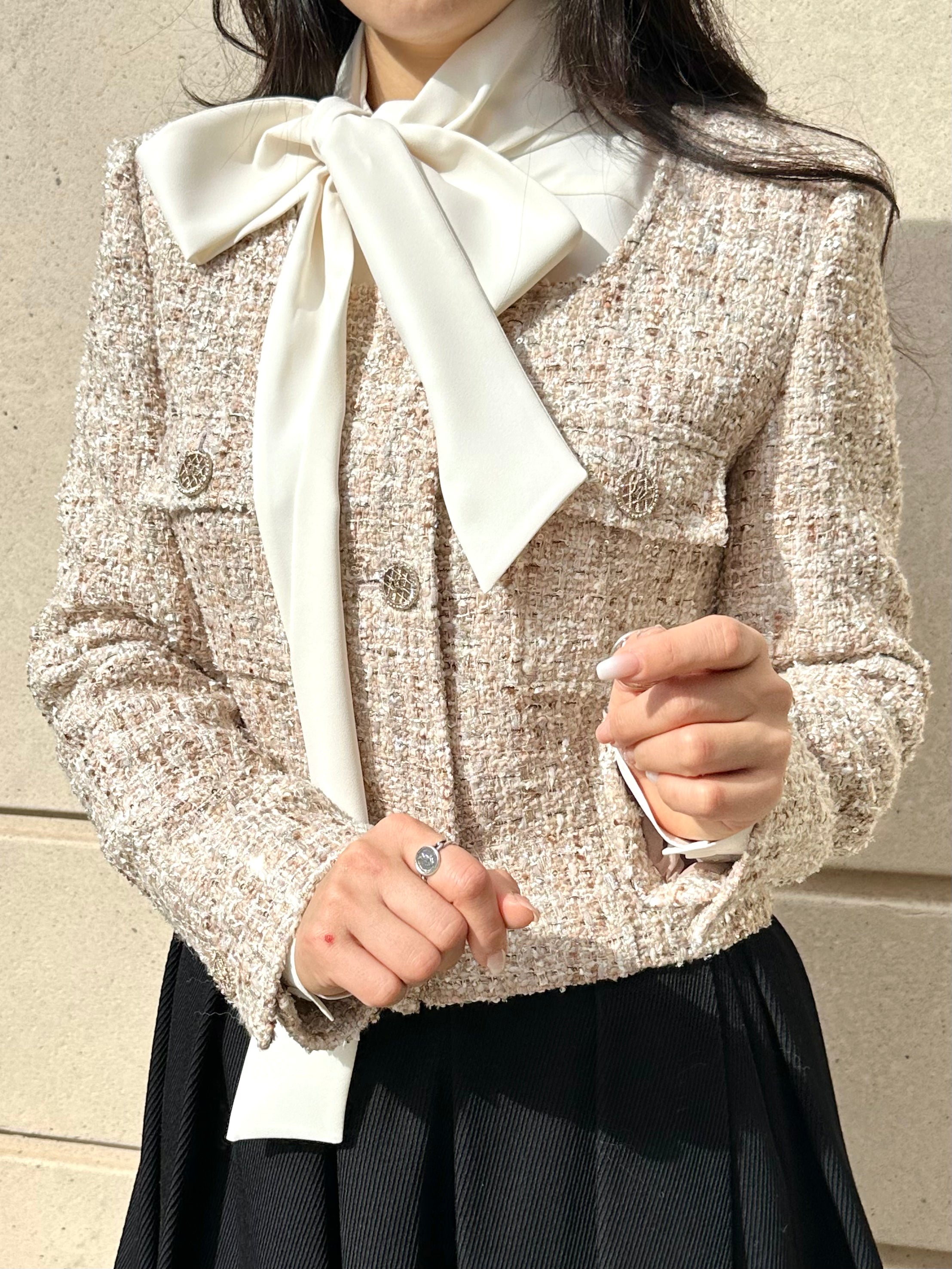 L’Or tweed jacket ロル L'AUBE BLANC かじまり Tweed Jacket – L'aube