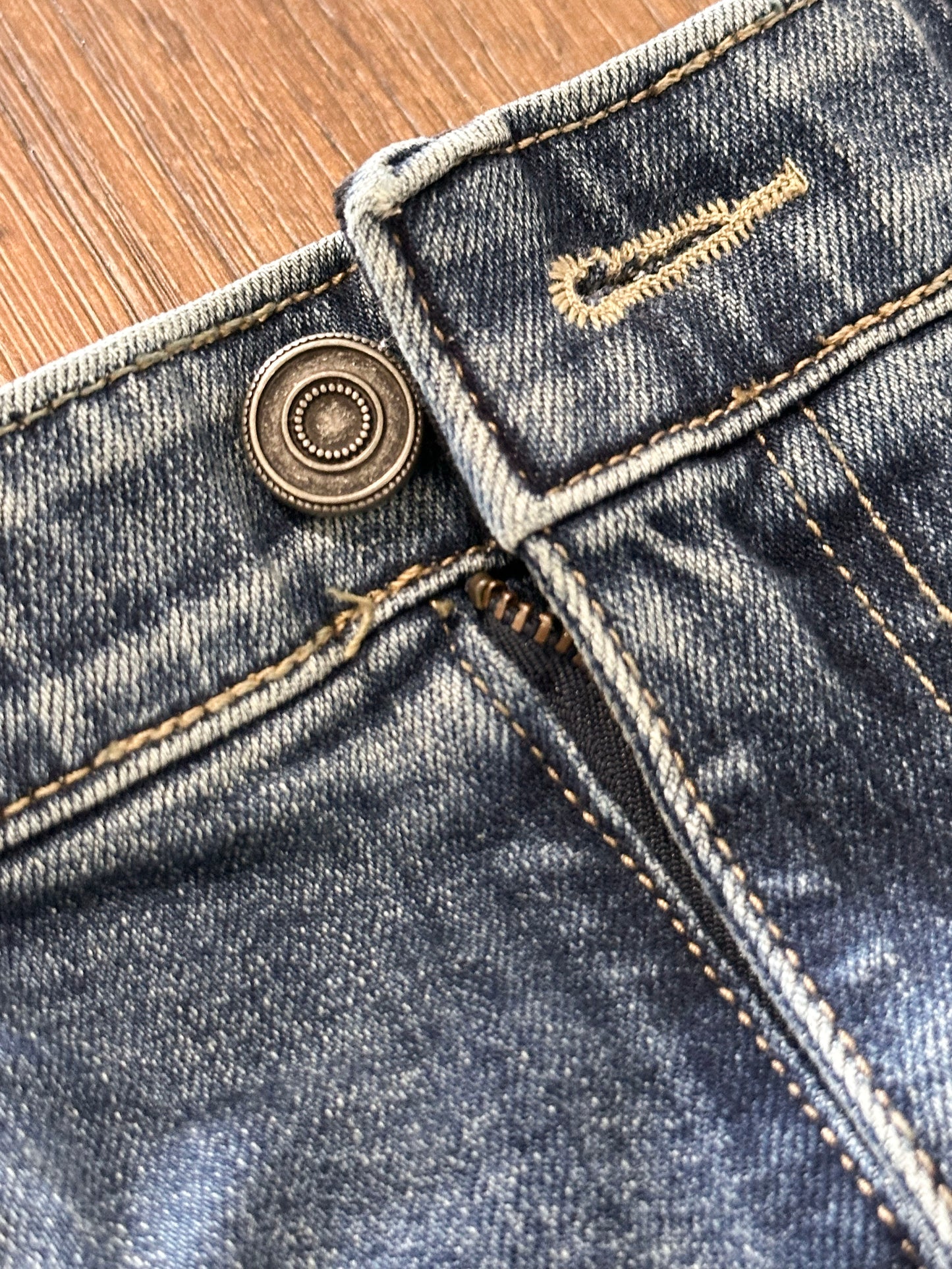Semi-Wide Washed Denim Pants