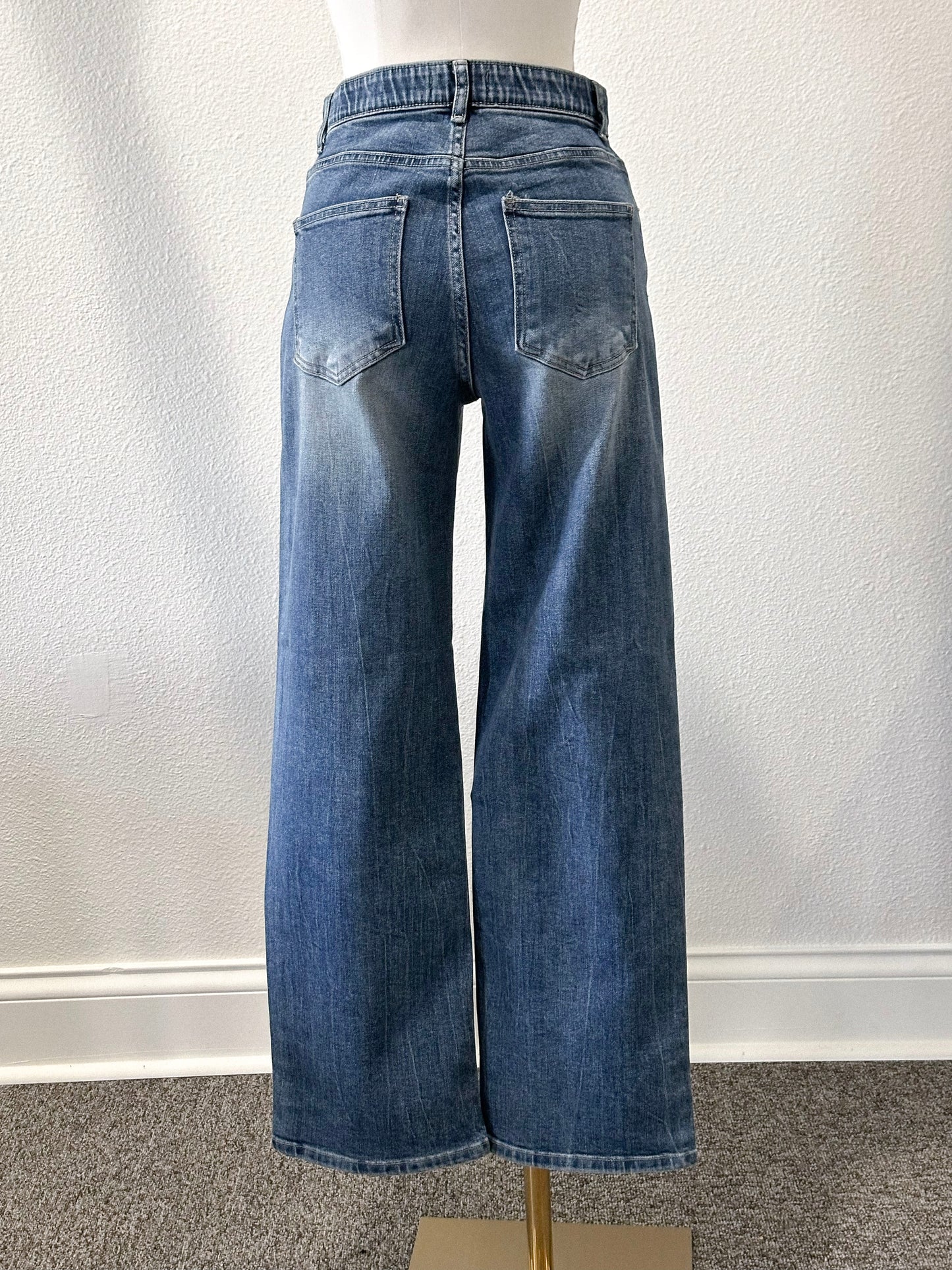 Semi-Wide Washed Denim Pants
