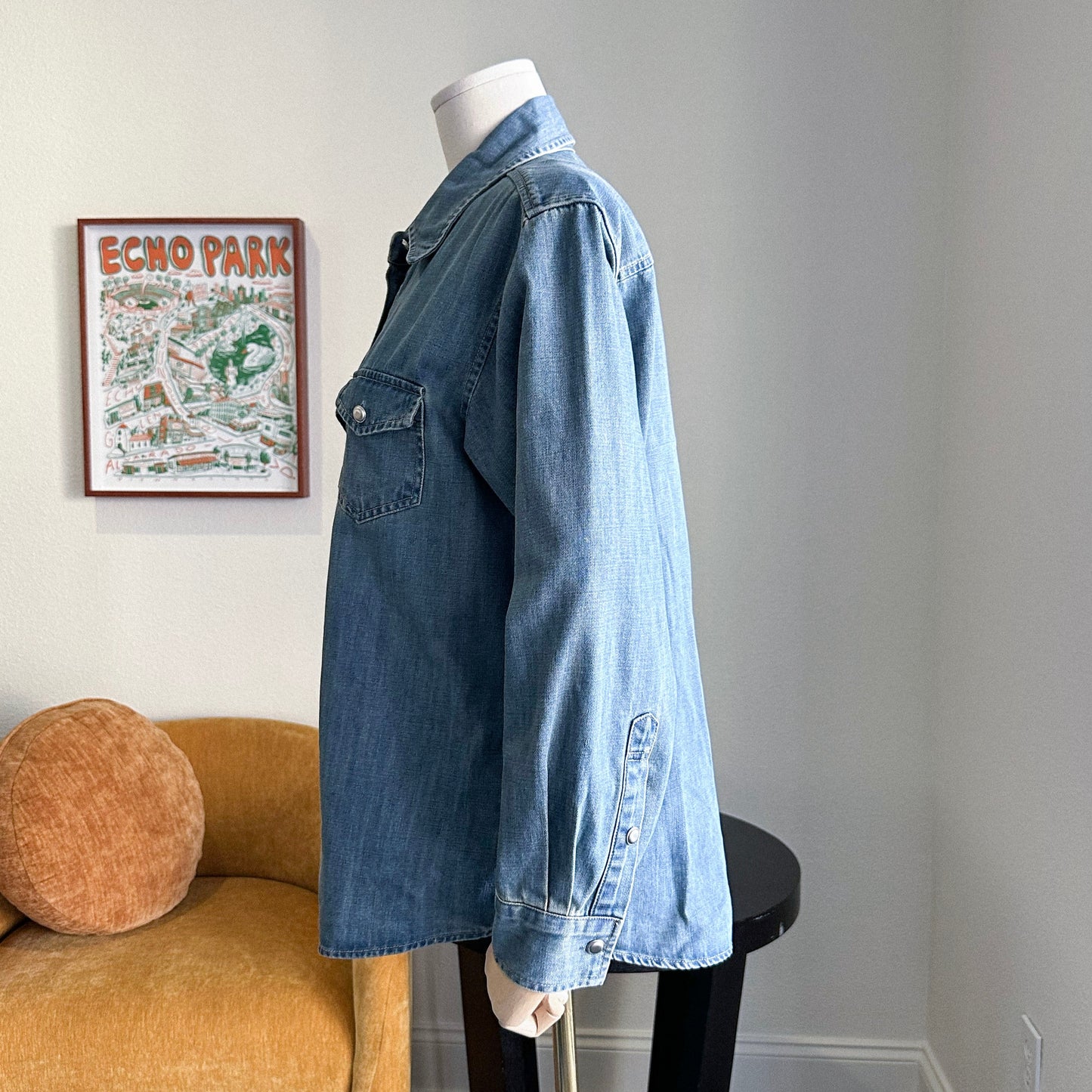 Premium Washed Denim Shirt with Button Detail