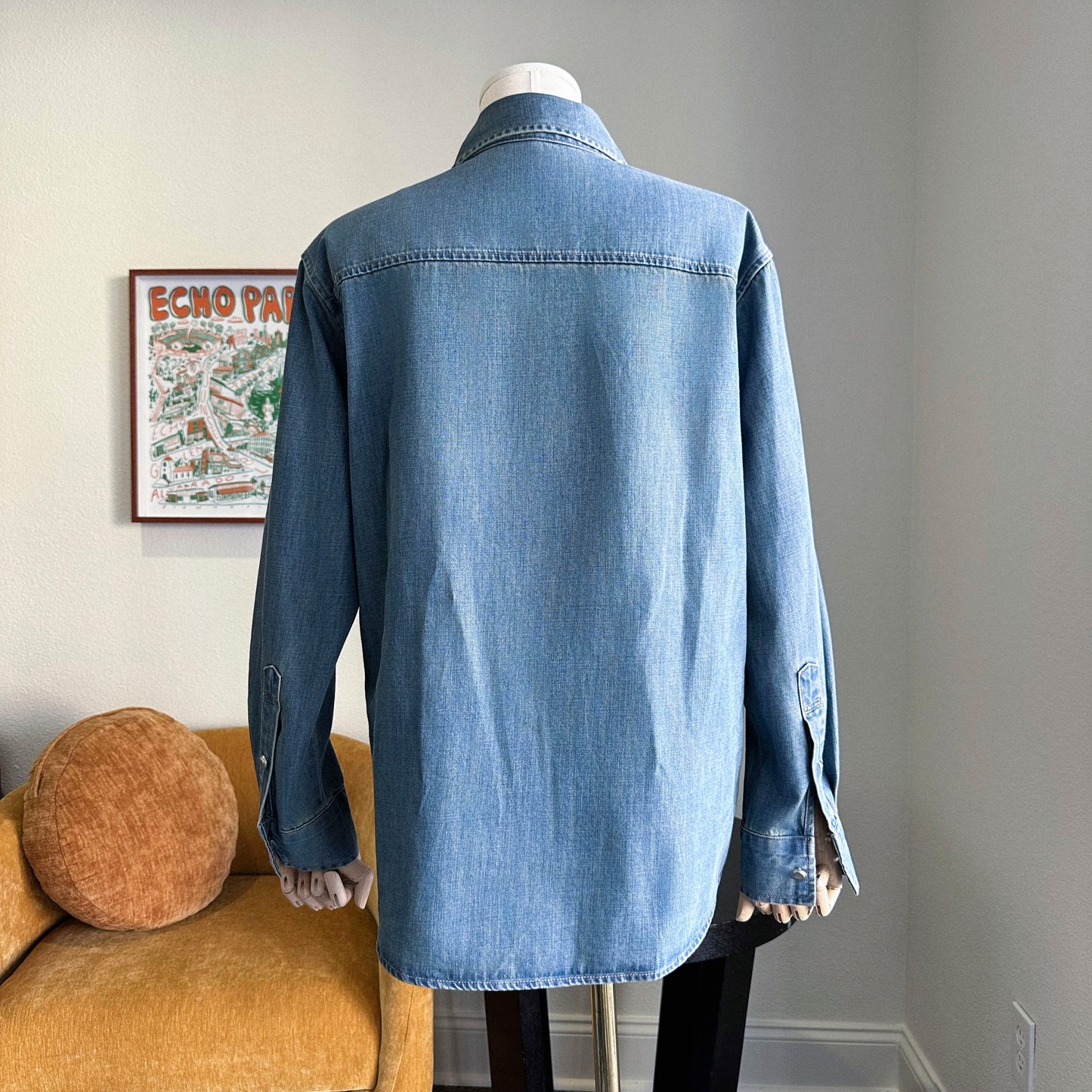 Premium Washed Denim Shirt with Button Detail