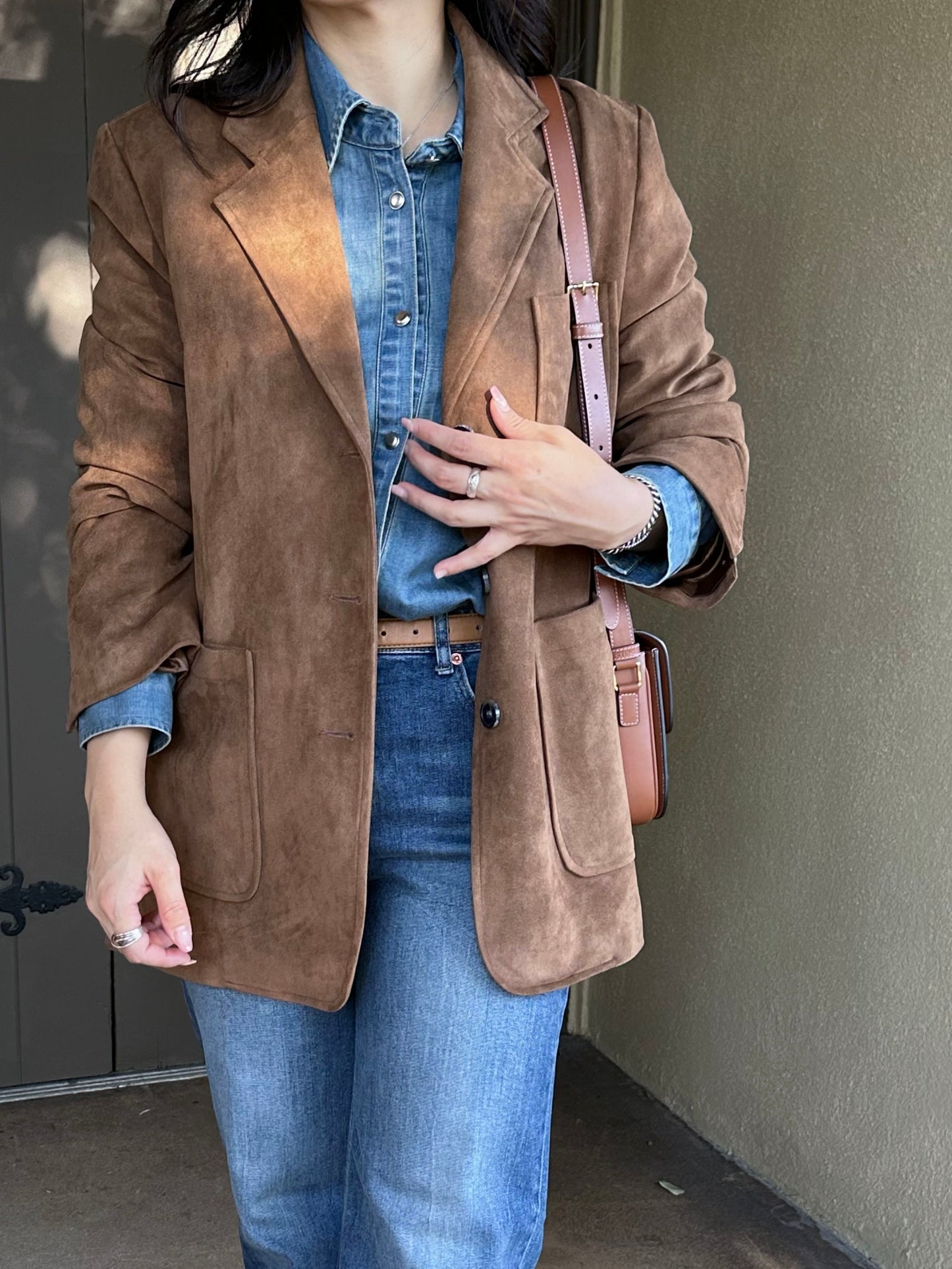 Premium Suede Three-Pocket Jacket