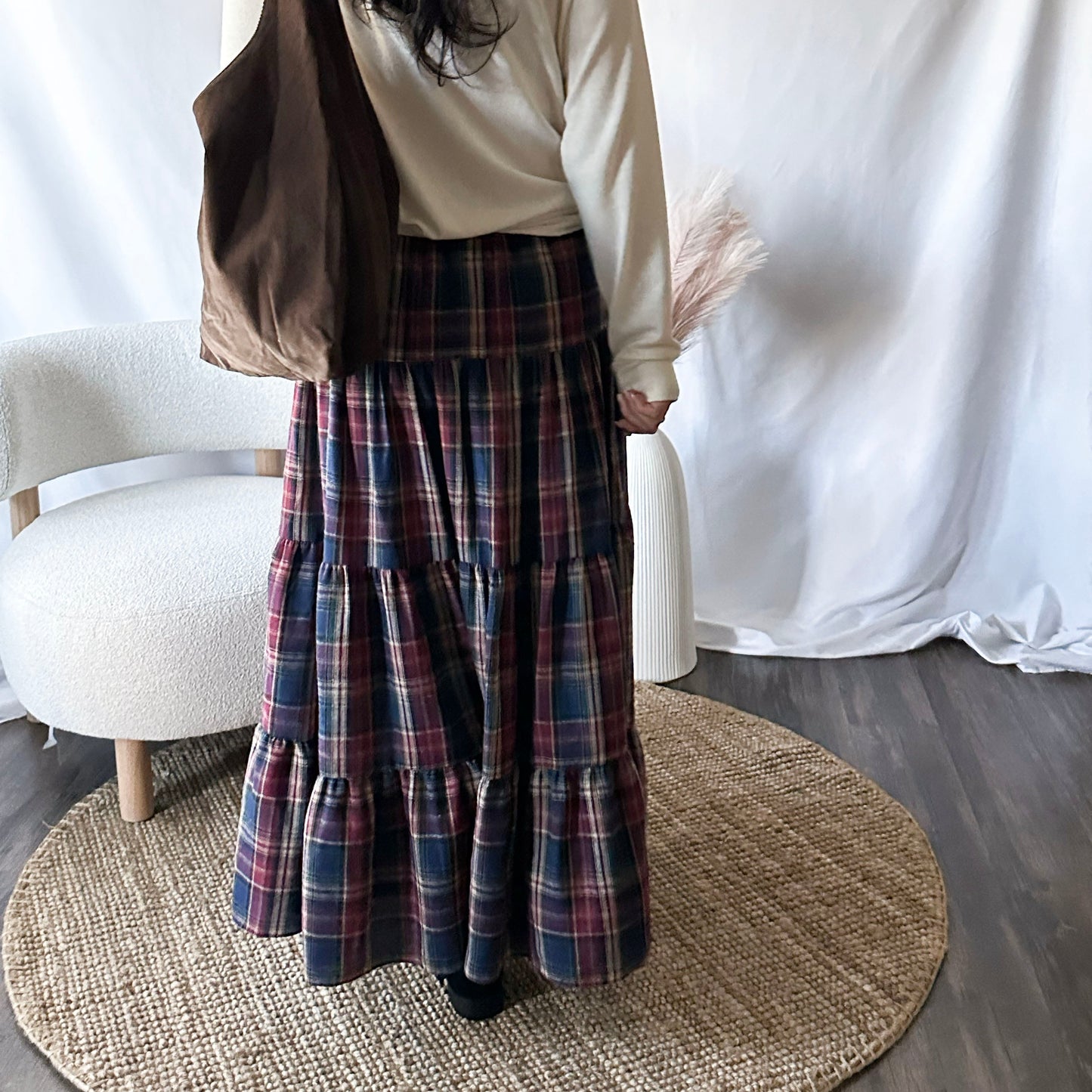 Heritage Plaid Tiered Maxi Skirt