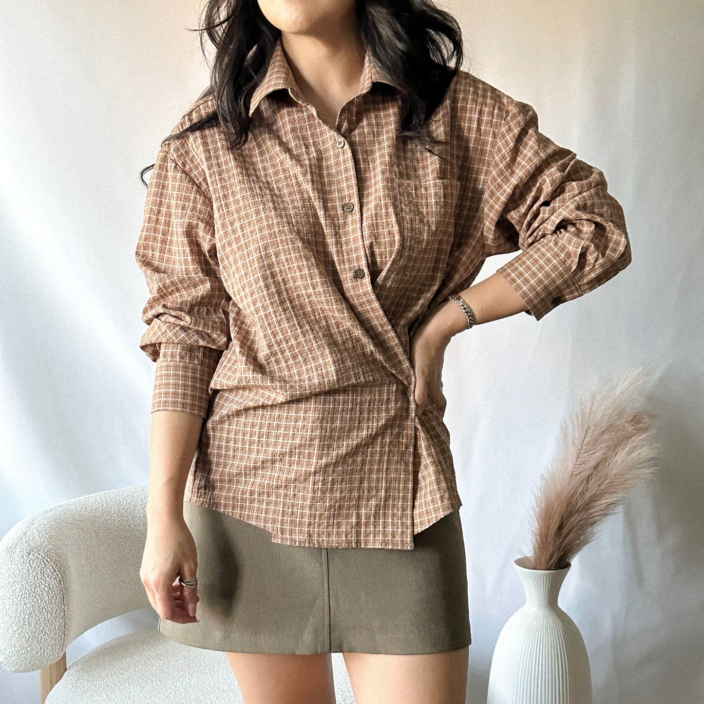 2-Way Twist Check Shirt