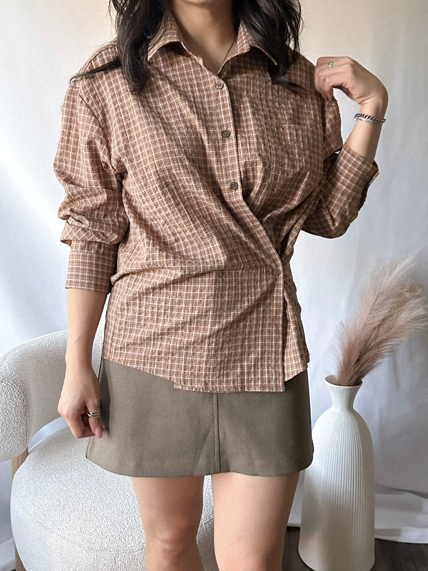 2-Way Twist Check Shirt