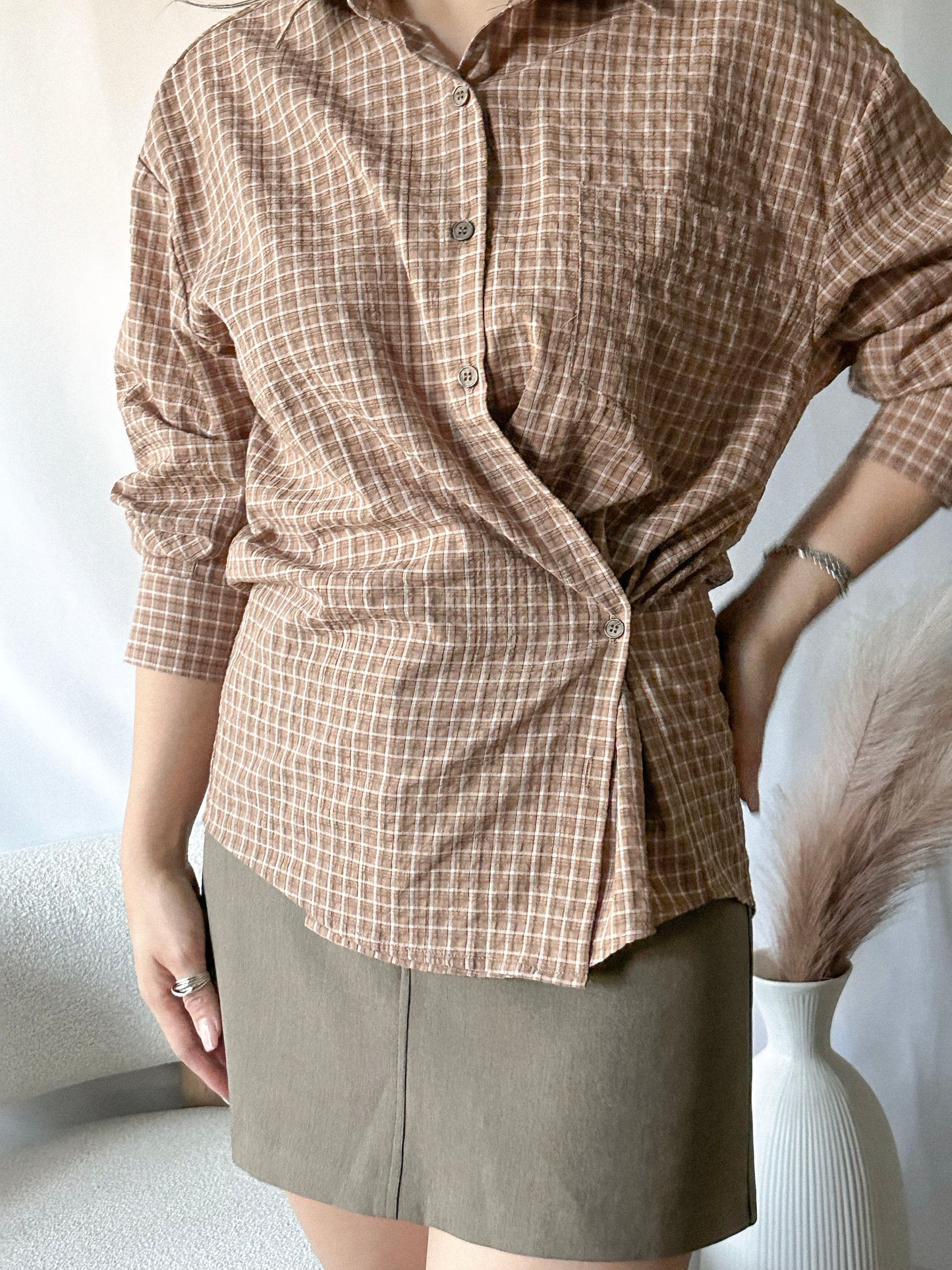 2-Way Twist Check Shirt