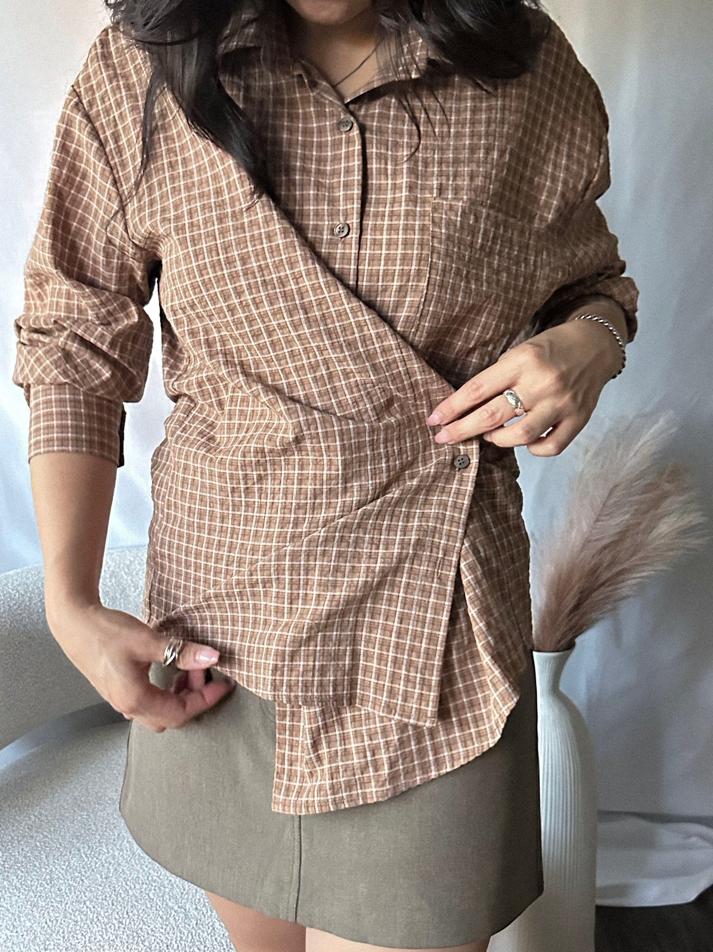 2-Way Twist Check Shirt