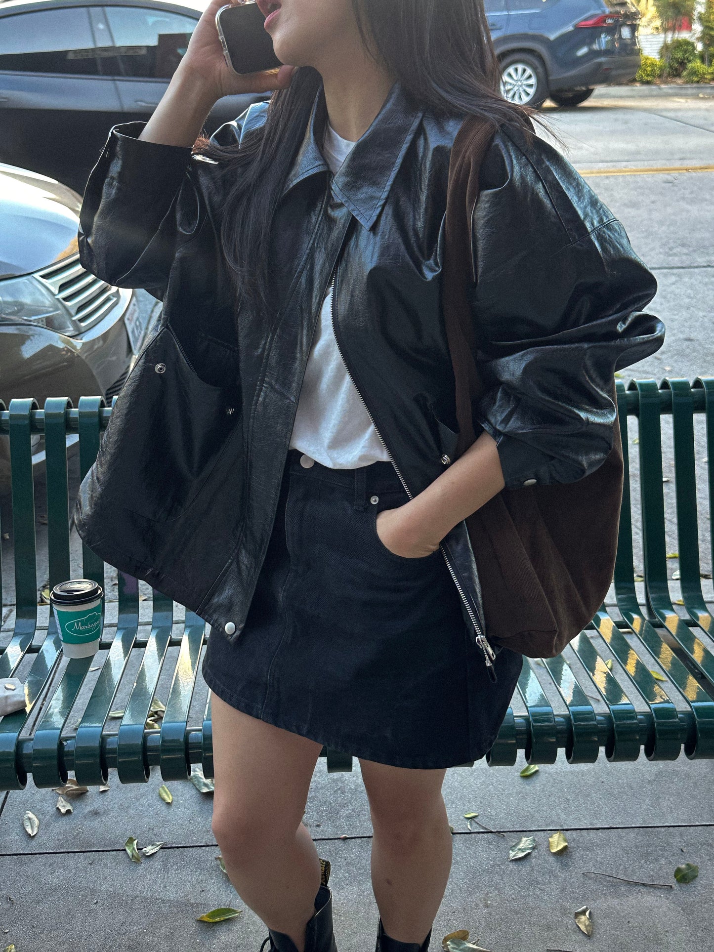 Oversized Vegan Leather Jacket