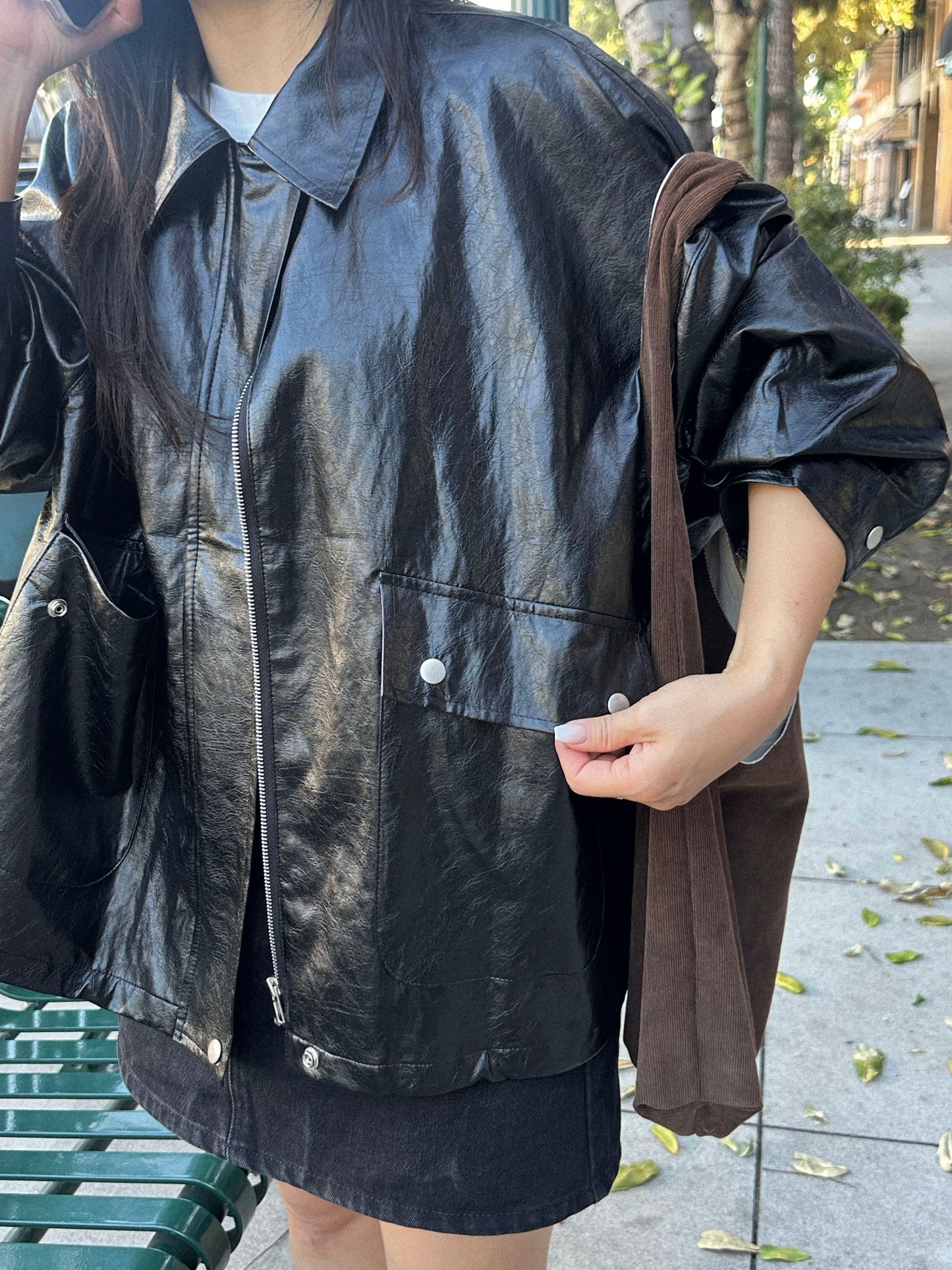 Oversized Vegan Leather Jacket