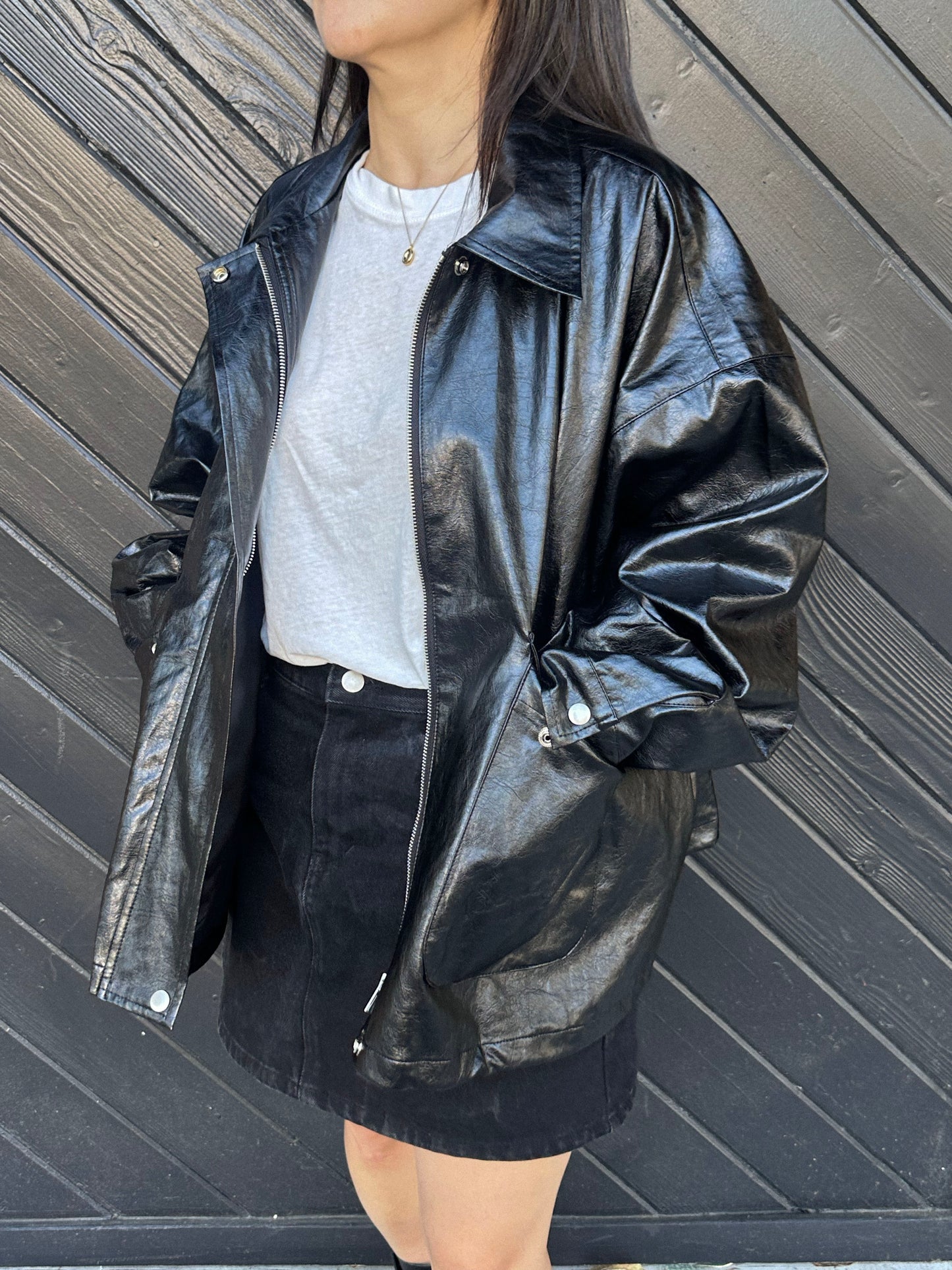 Oversized Vegan Leather Jacket