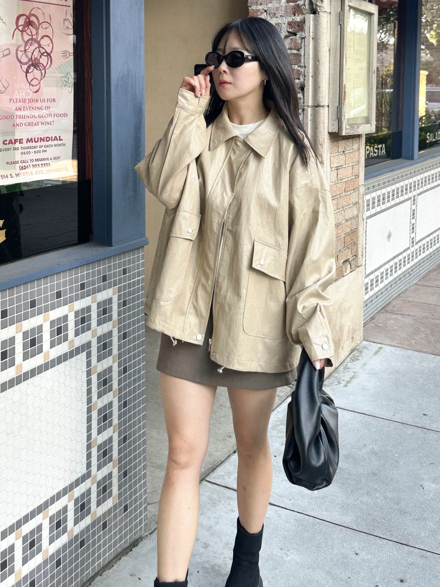Oversized Vegan Leather Jacket