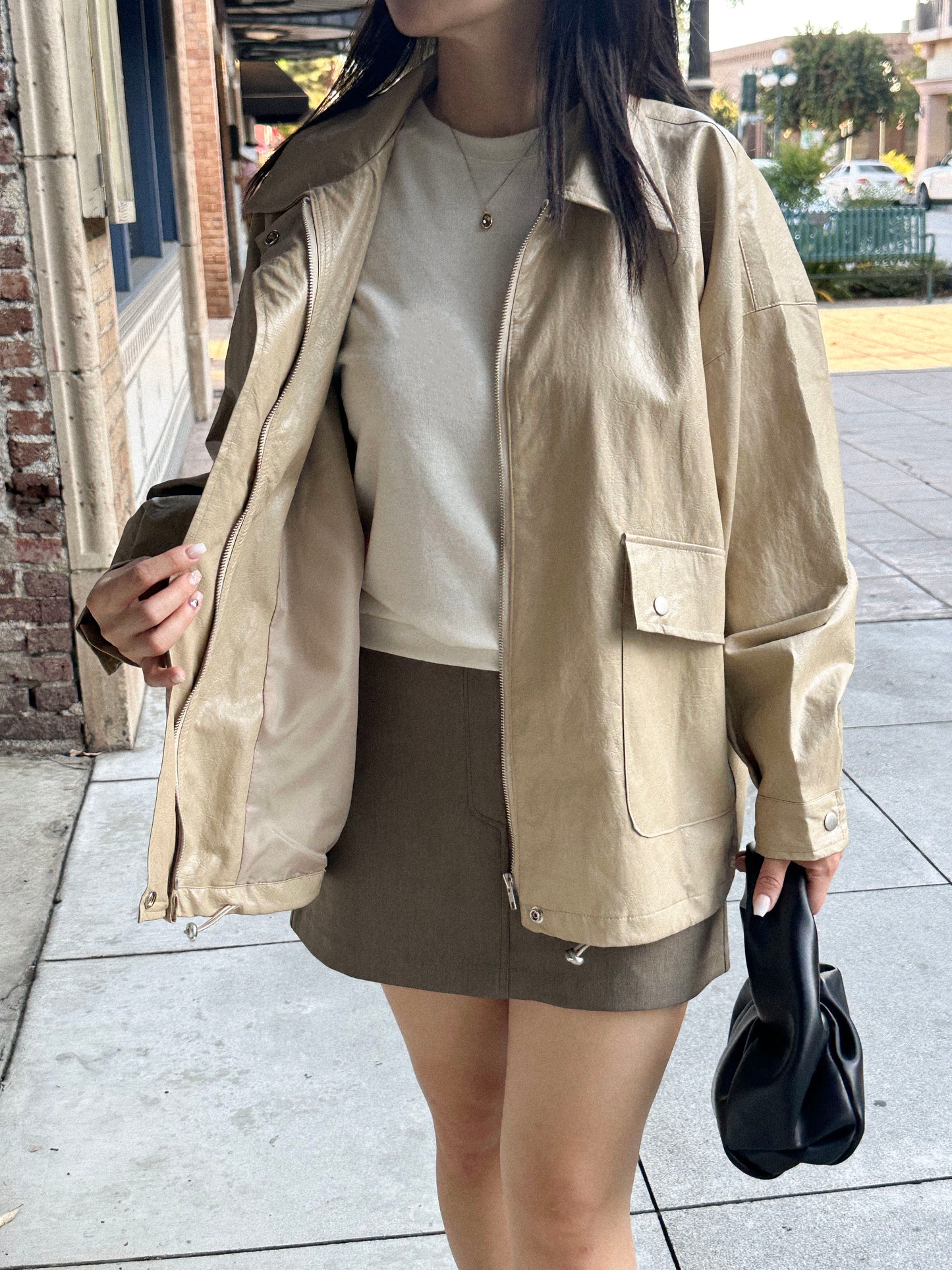 Oversized Vegan Leather Jacket