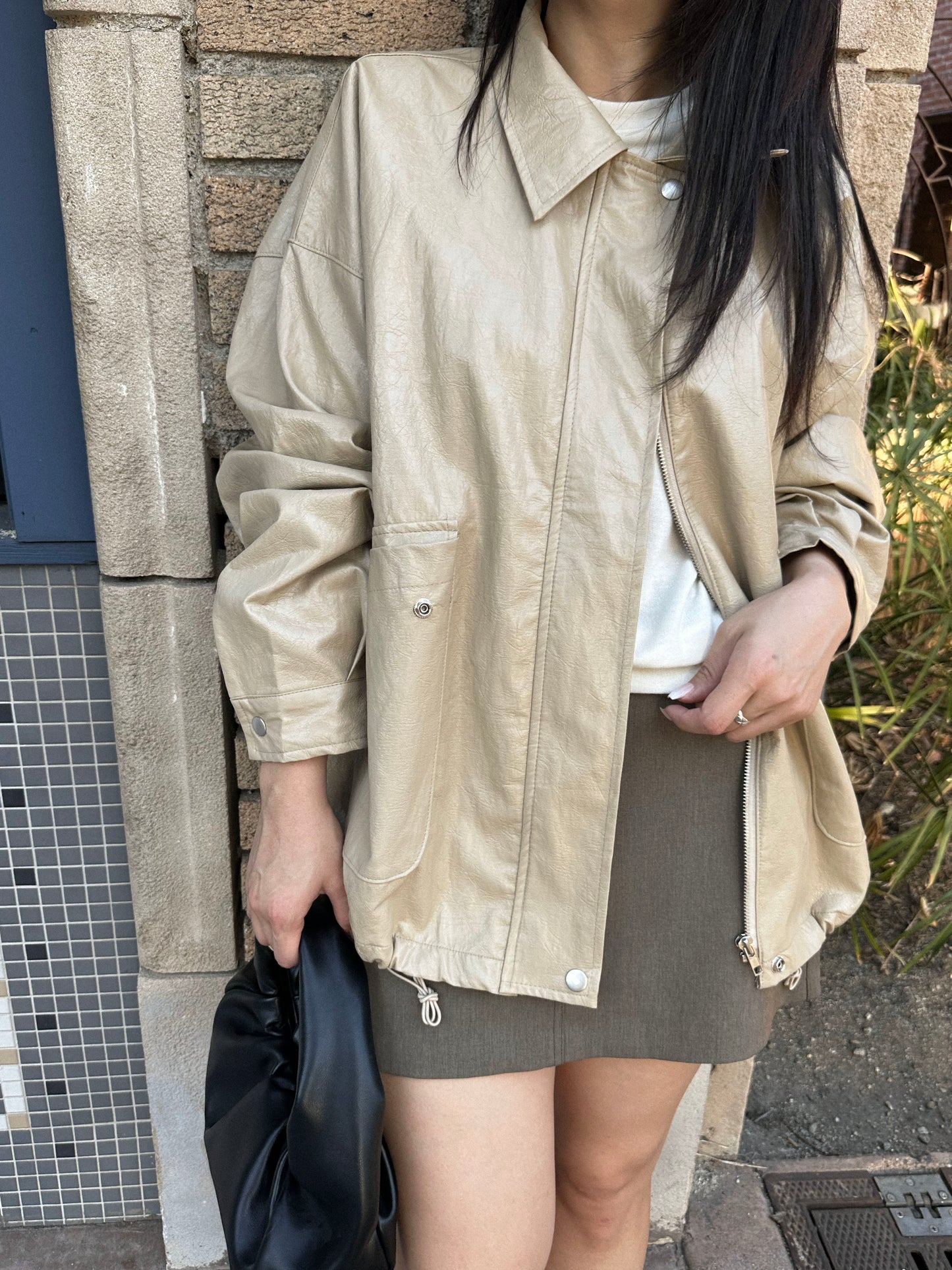 Oversized Vegan Leather Jacket