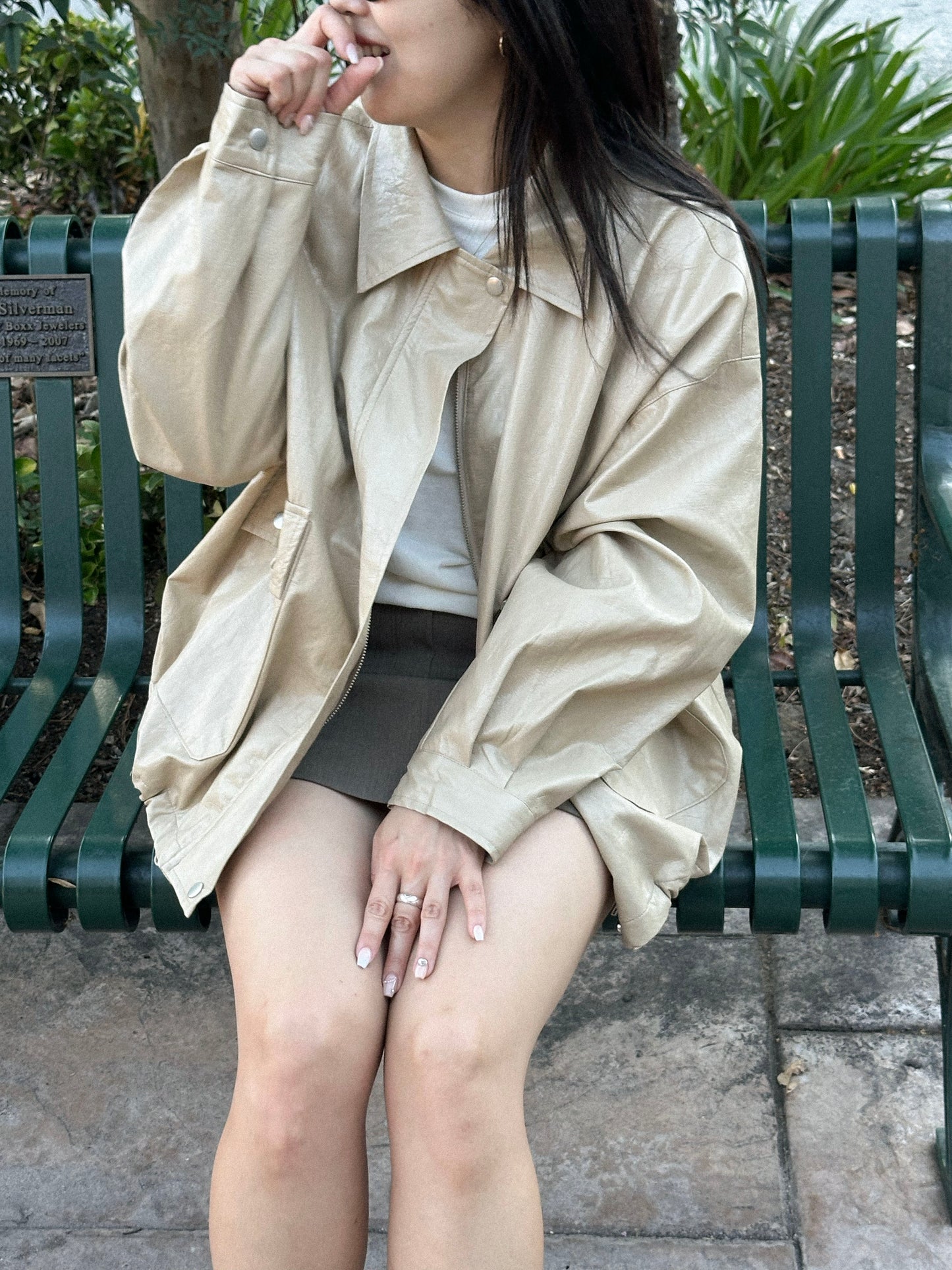 Oversized Vegan Leather Jacket