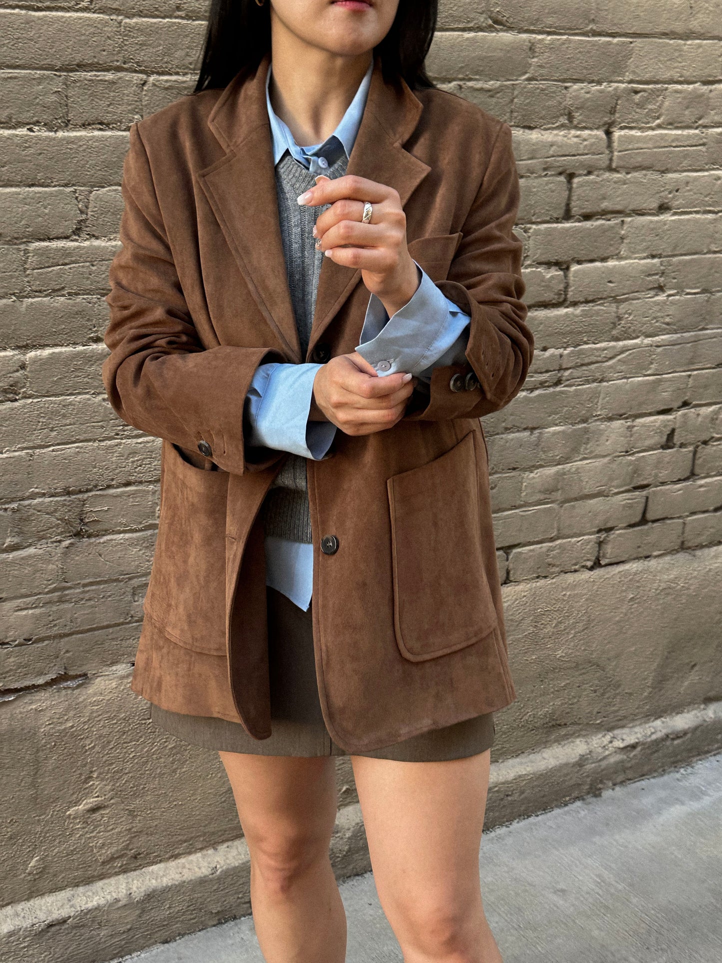 Premium Suede Three-Pocket Jacket