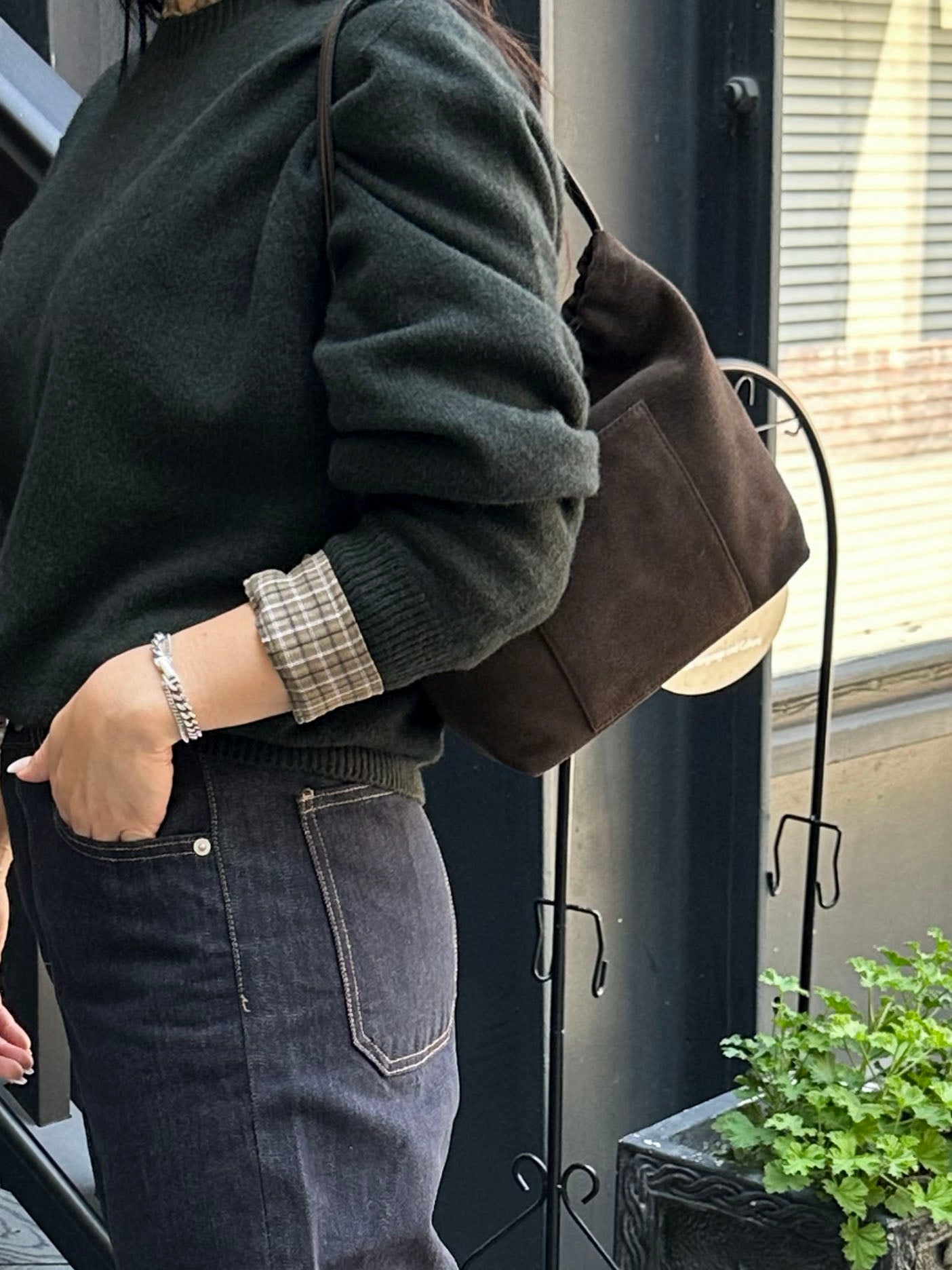 Suede Drawstring Bucket Bag