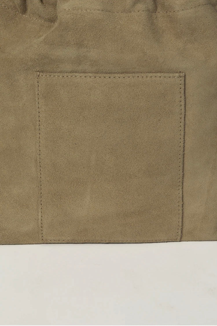 Suede Drawstring Bucket Bag