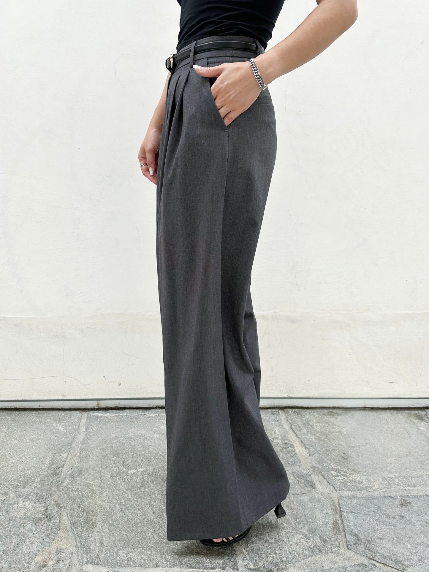 Tailored Pintuck Wide-Leg Pants