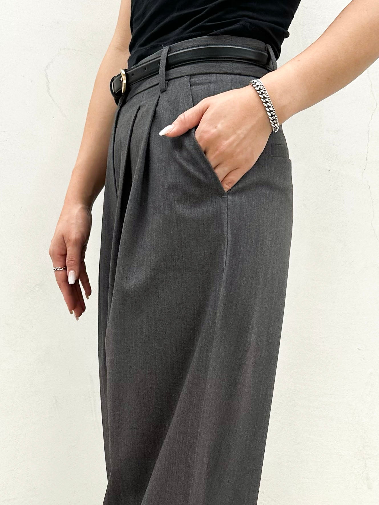 Tailored Pintuck Wide-Leg Pants