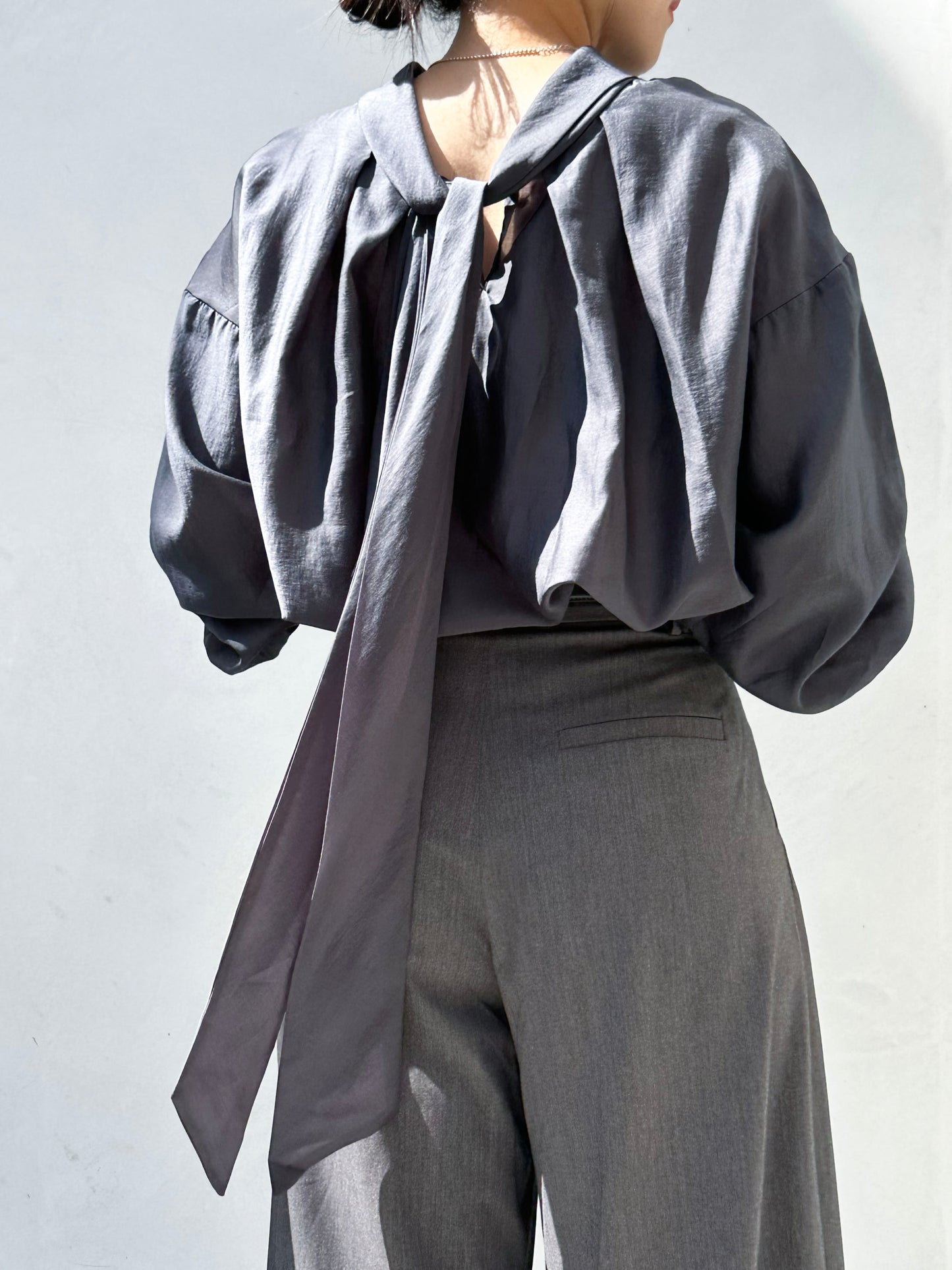 Tie-Back Balloon Sleeve Blouse
