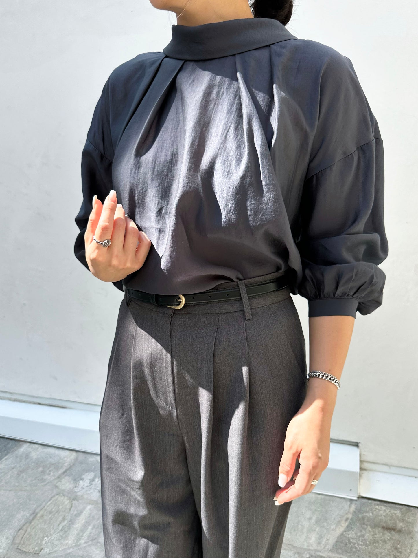 Tie-Back Balloon Sleeve Blouse