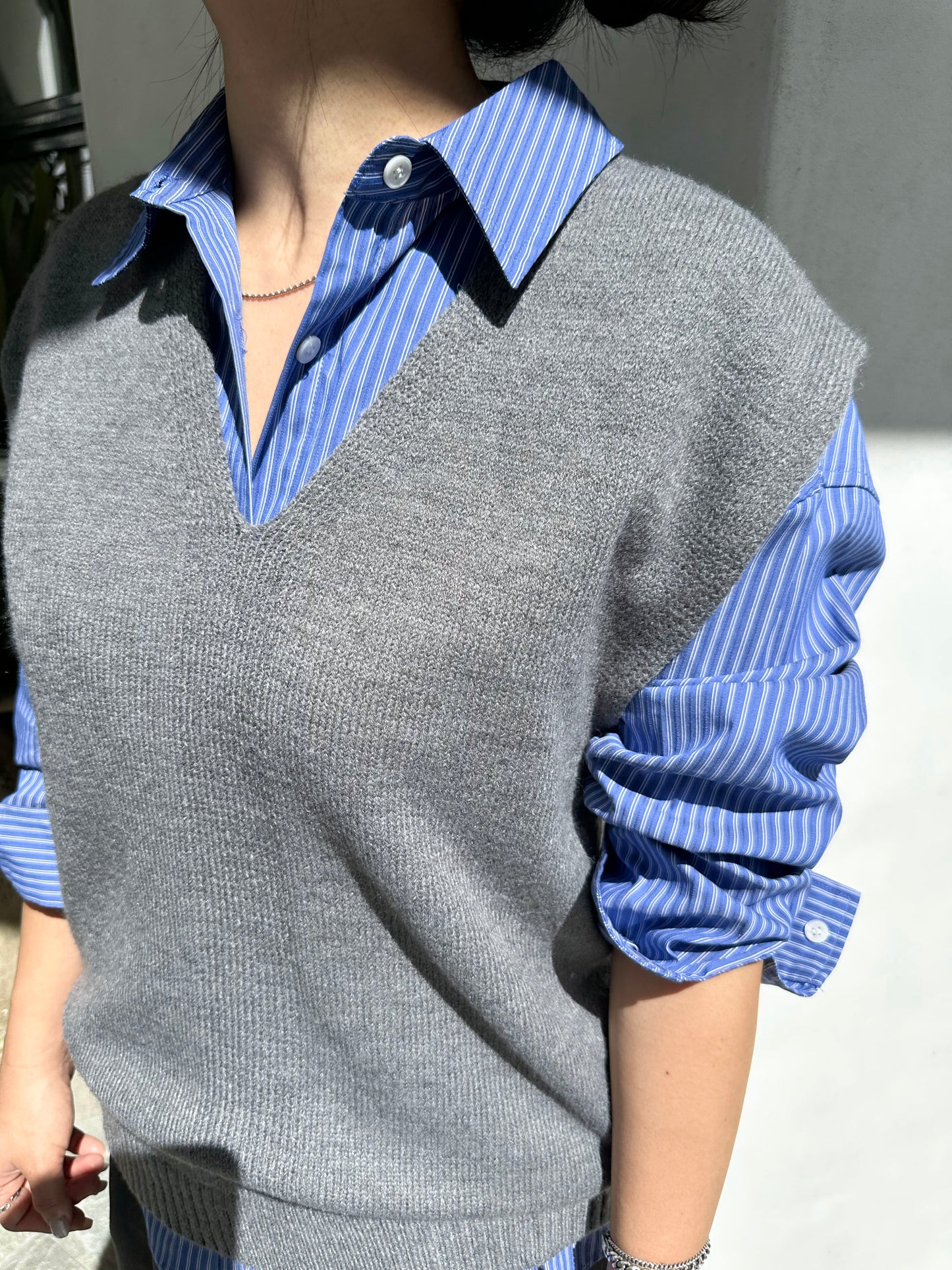 Wrinkle-Free Oversized Striped Shirt