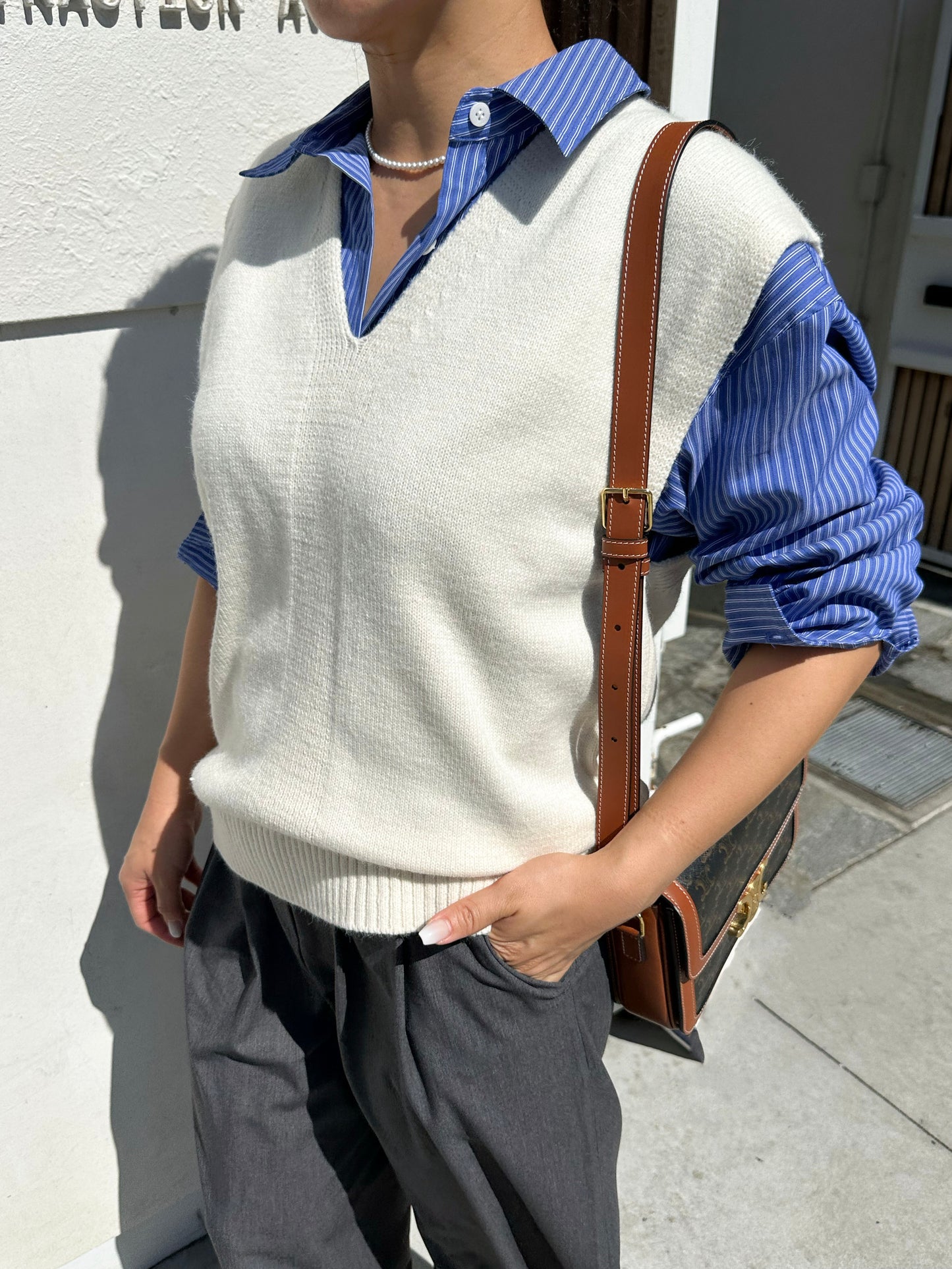 Oversized Wool Knit Vest