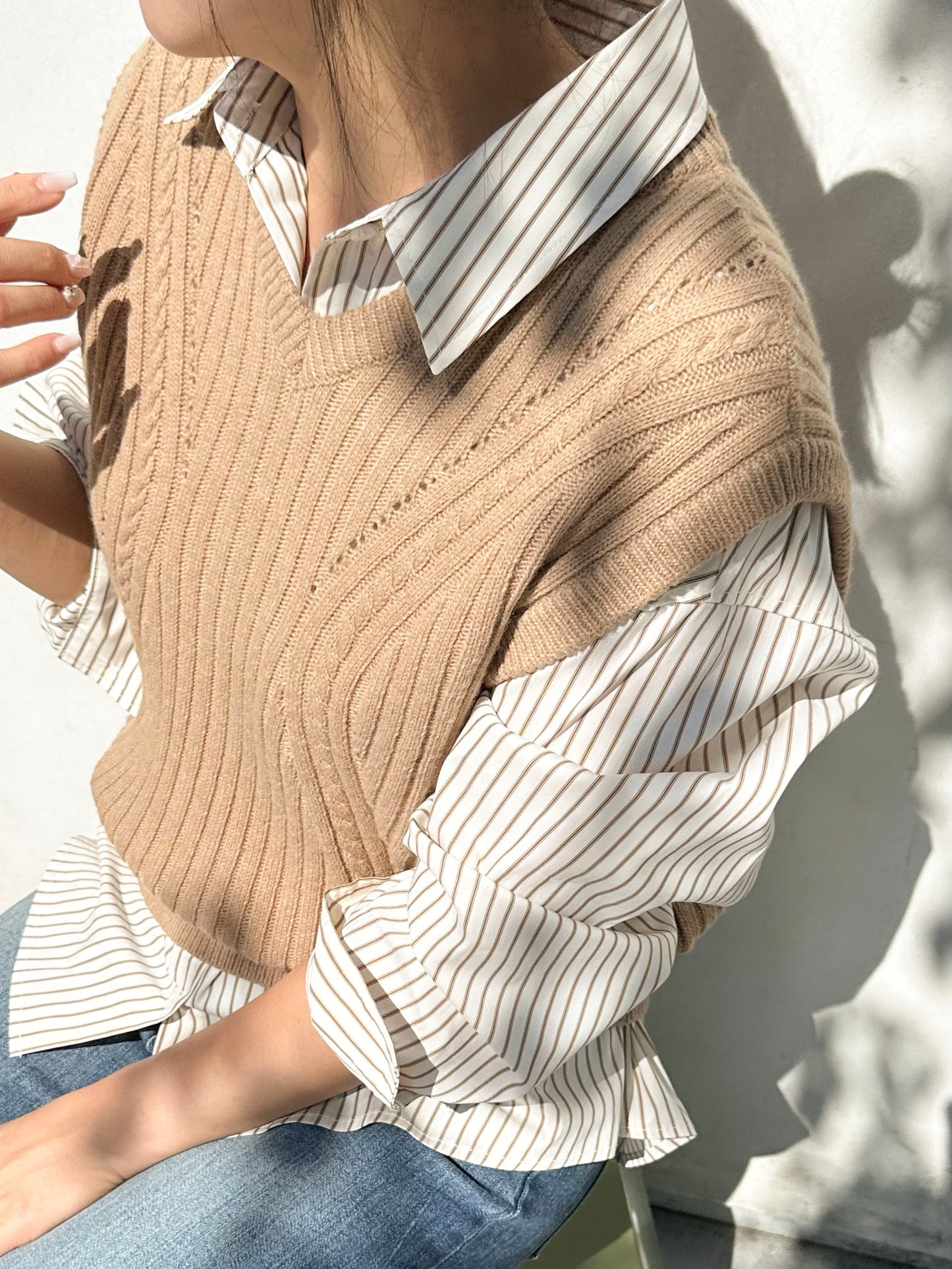 Cable Knit Oversized Vest