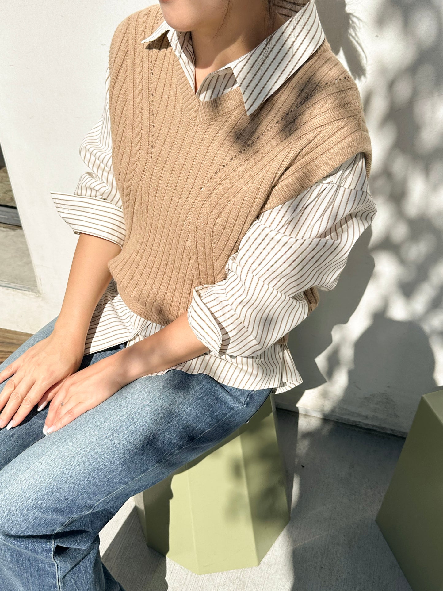 Cable Knit Oversized Vest