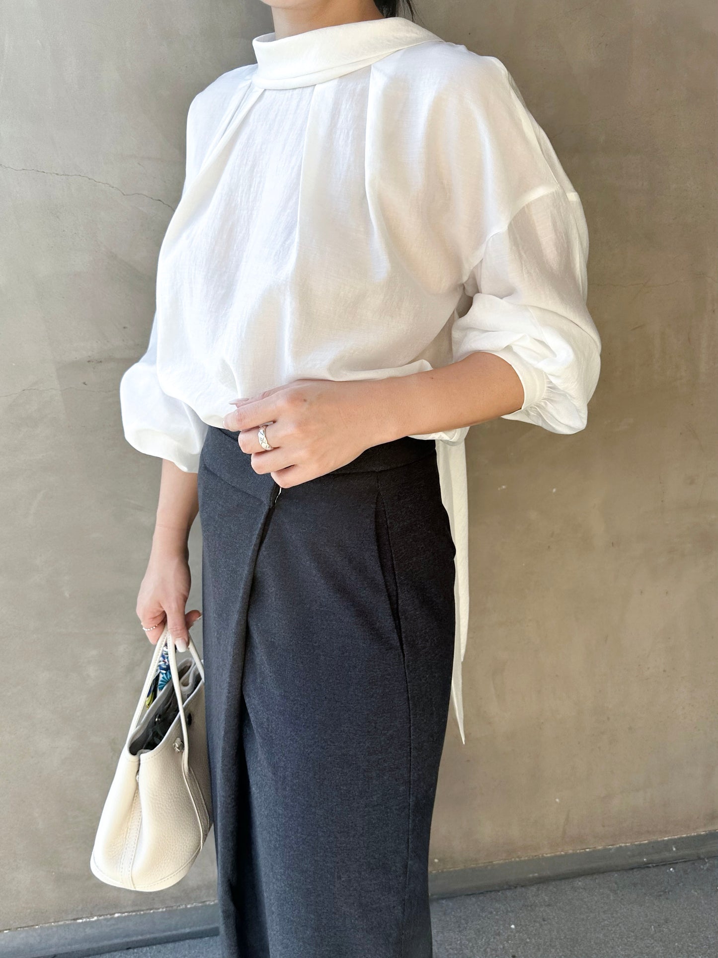 Tie-Back Balloon Sleeve Blouse
