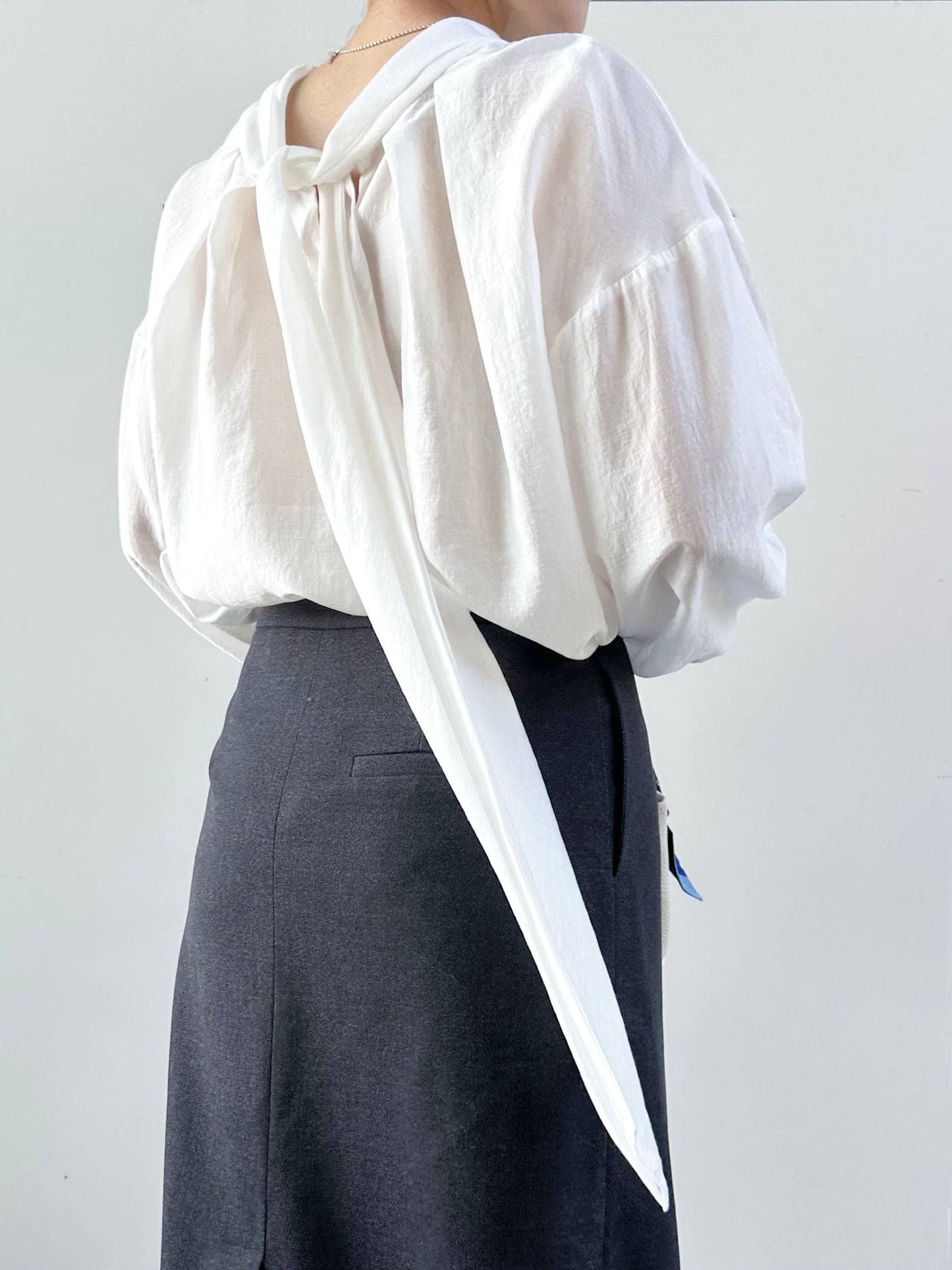 Tie-Back Balloon Sleeve Blouse
