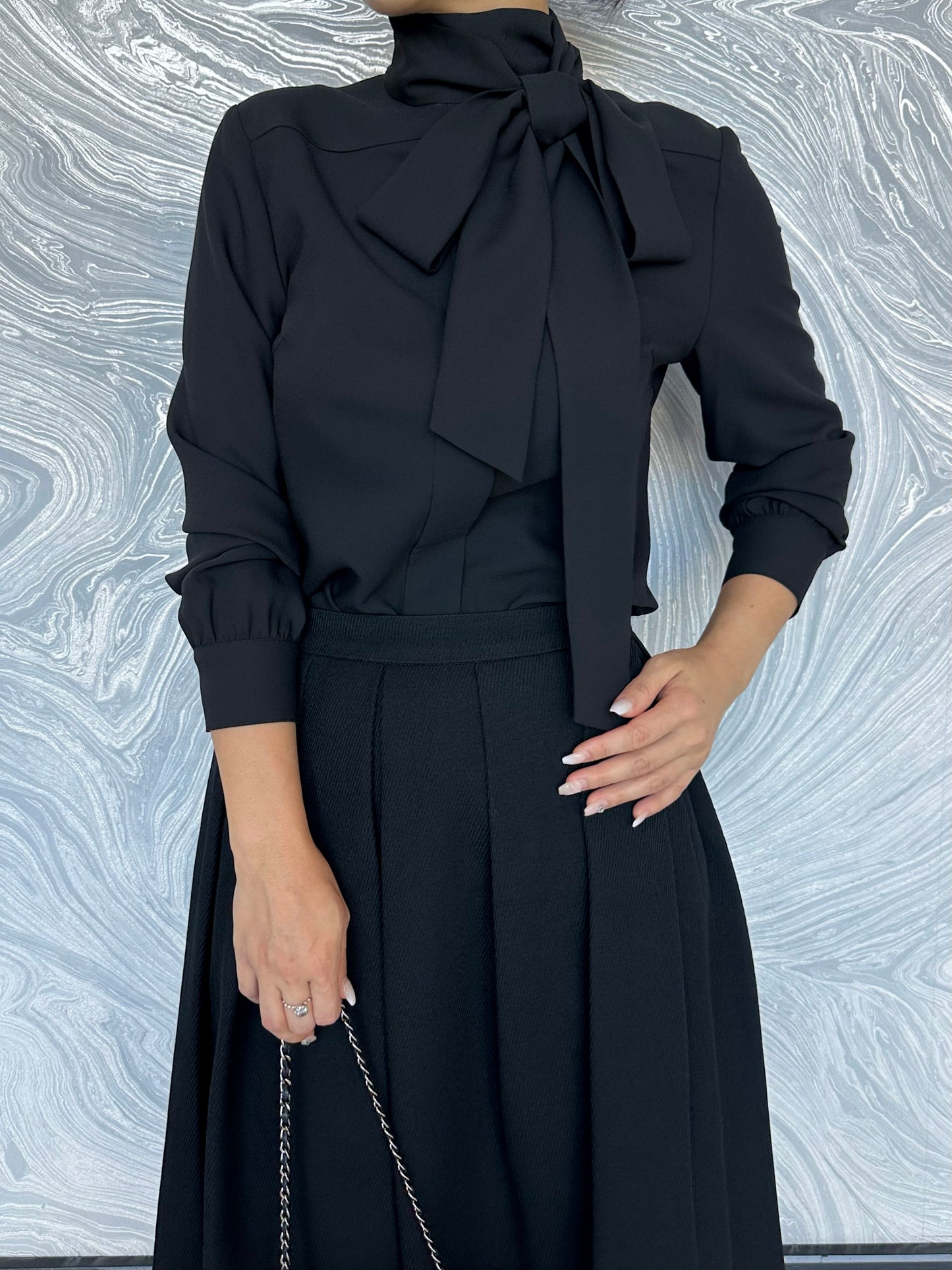 Elegant Scarf-Tie Blouse