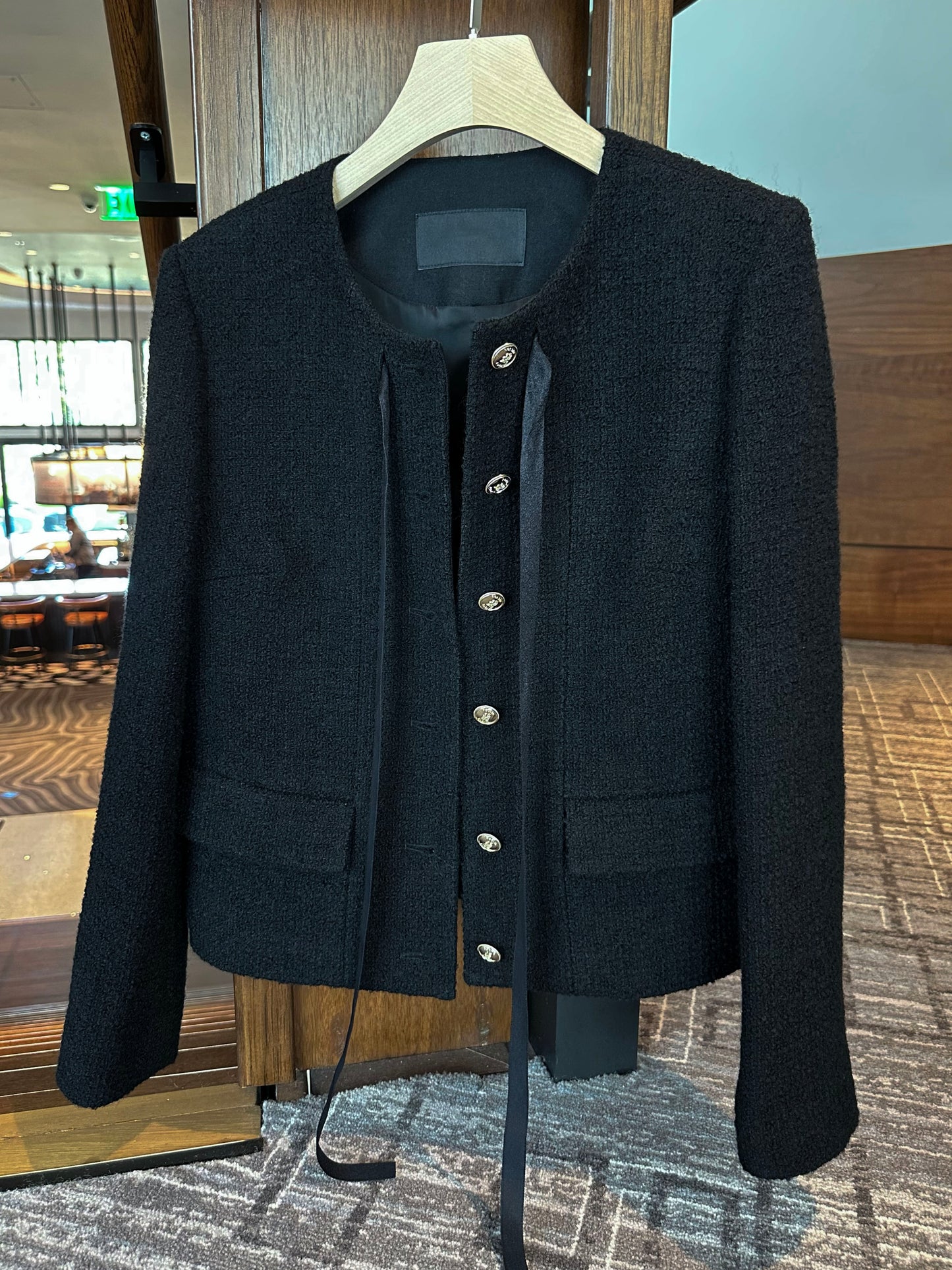 Ribbon-Tie Tweed Jacket