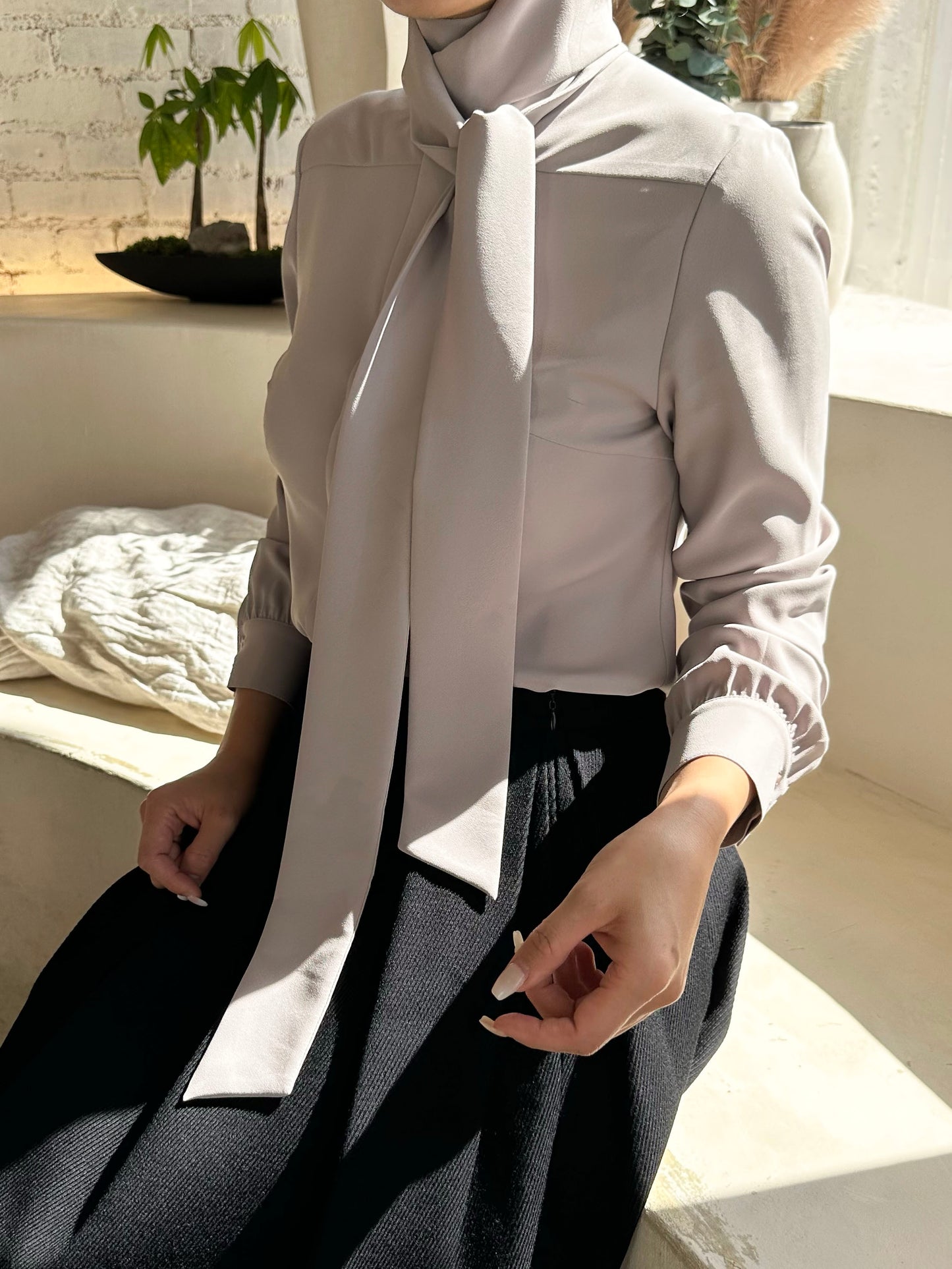 Elegant Scarf-Tie Blouse