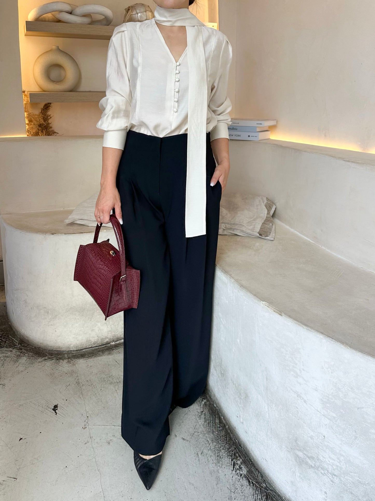 Tailored Pin-Tuck Wide Pants