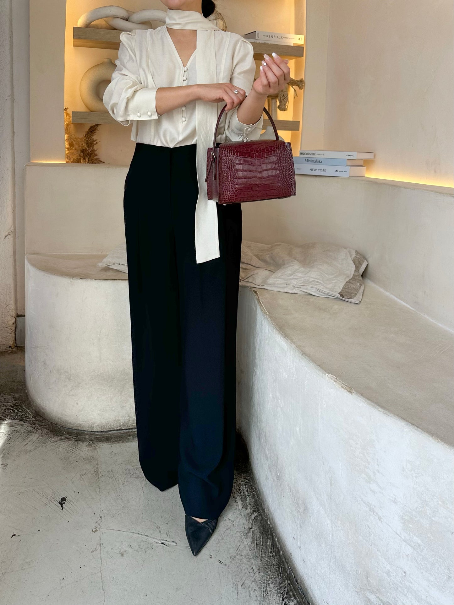 Tailored Pin-Tuck Wide Pants