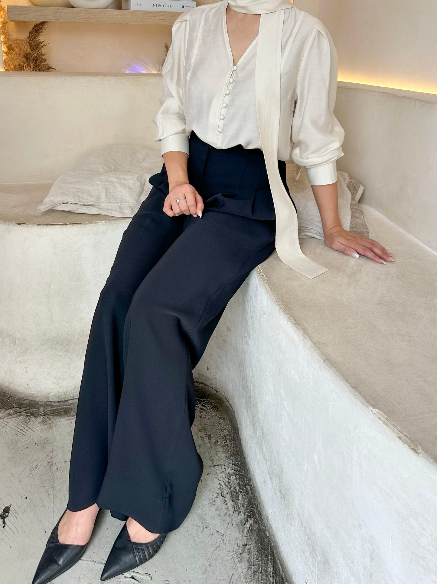 Tailored Pin-Tuck Wide Pants