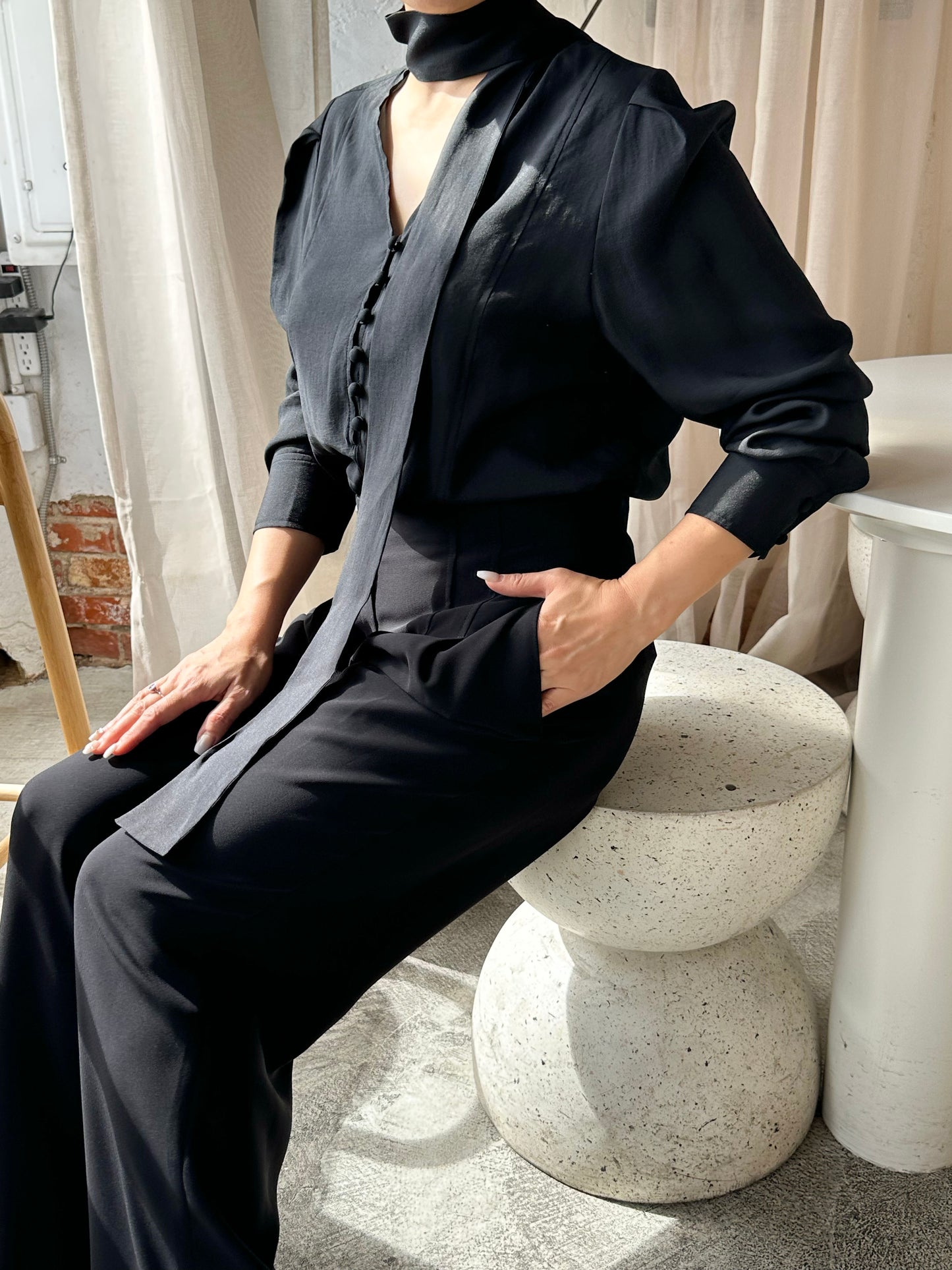 Tailored Pin-Tuck Wide Pants