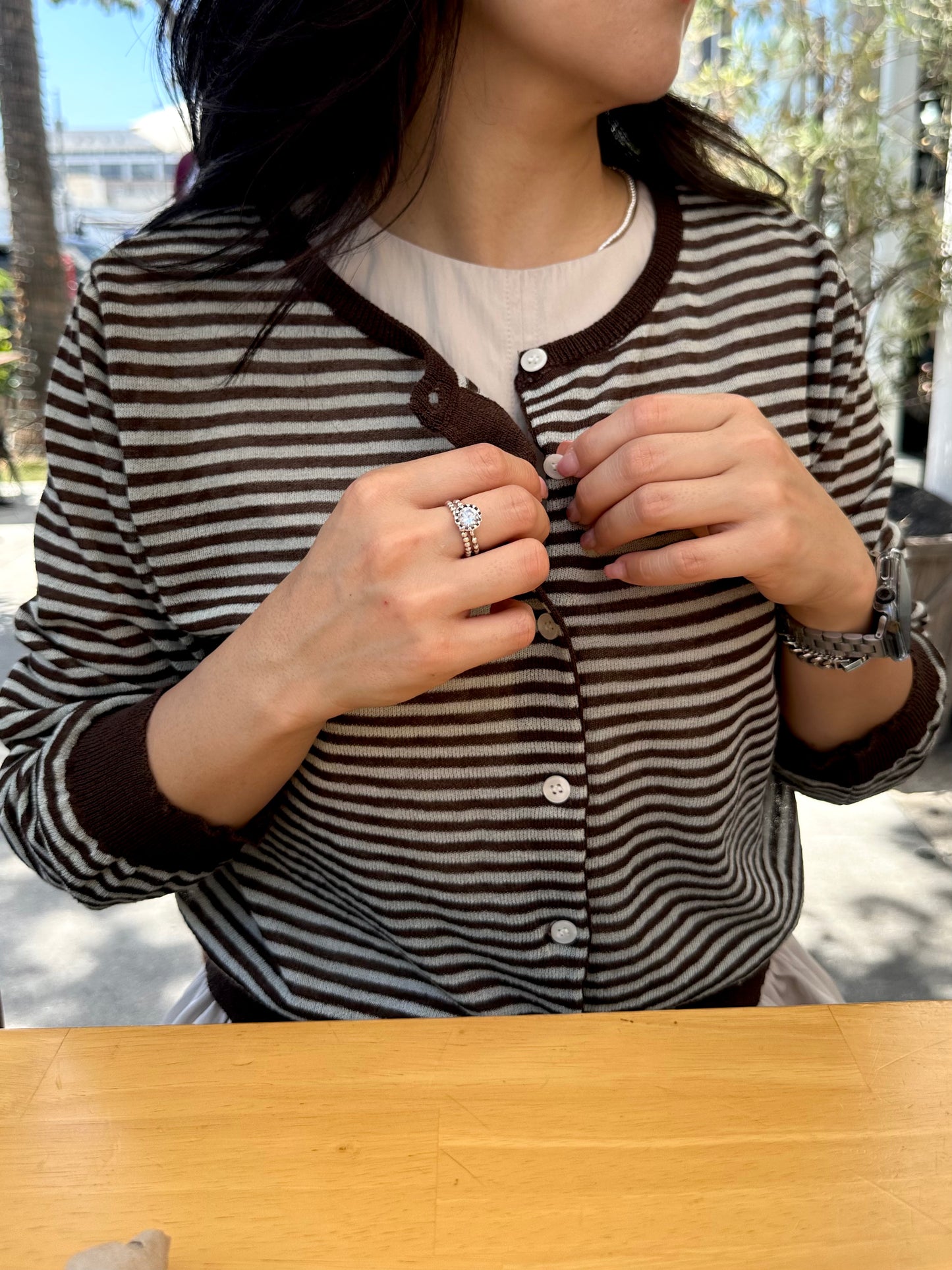 Maison Signature Stripe Cardigan