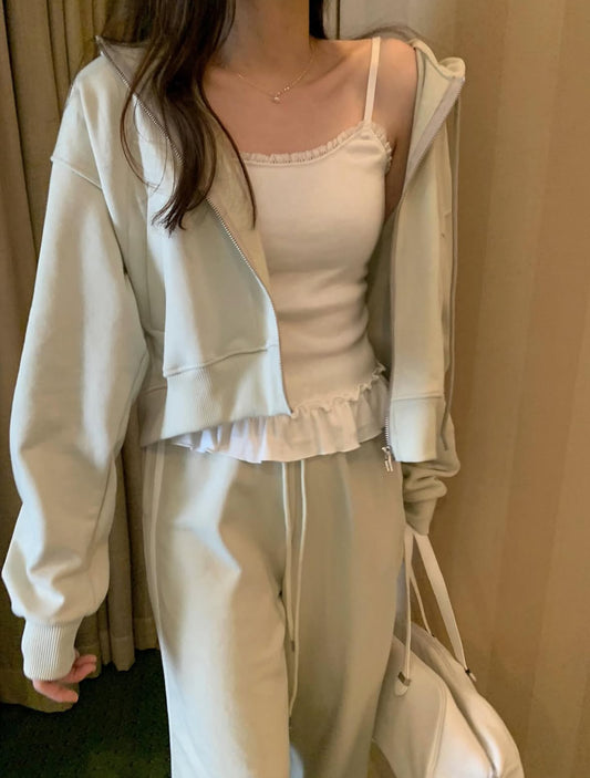 Pure Cotton Zip-Up & Wide Pants