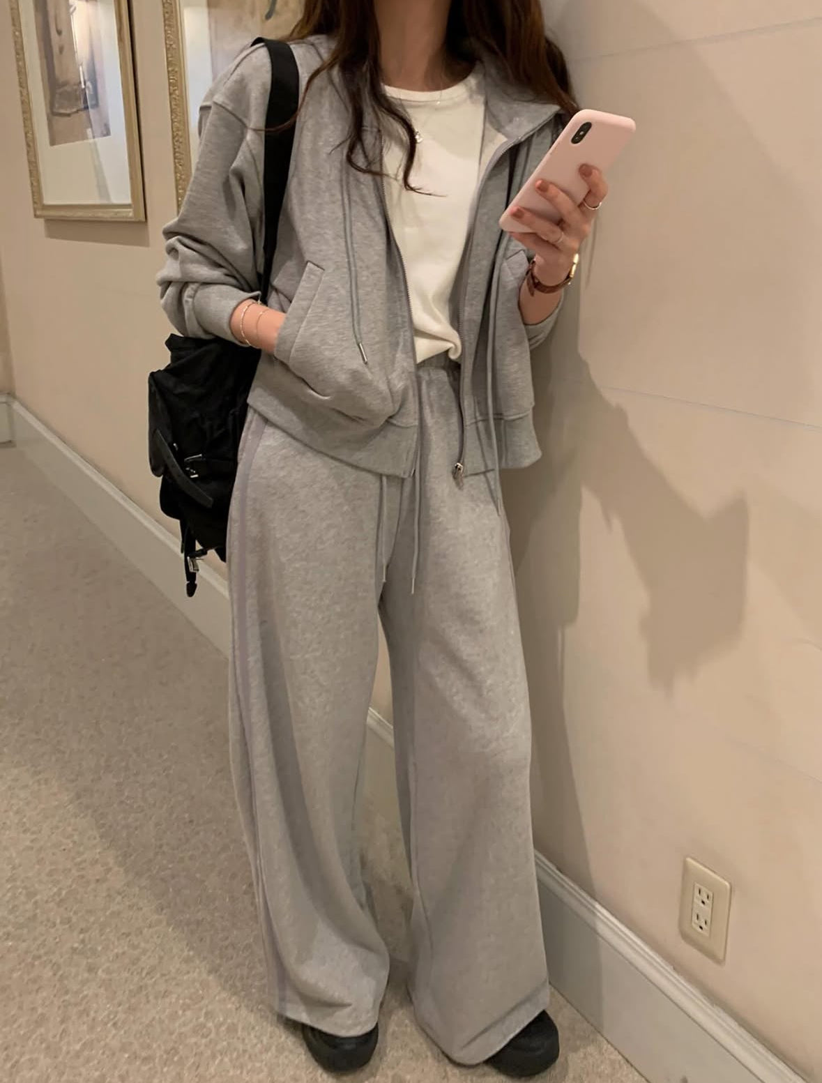 Pure Cotton Zip-Up & Wide Pants