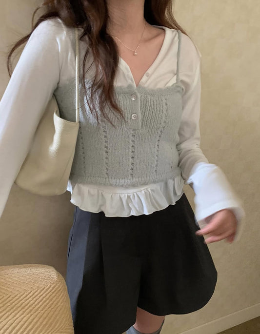 Alpaca Wool Blend Knit Bustier