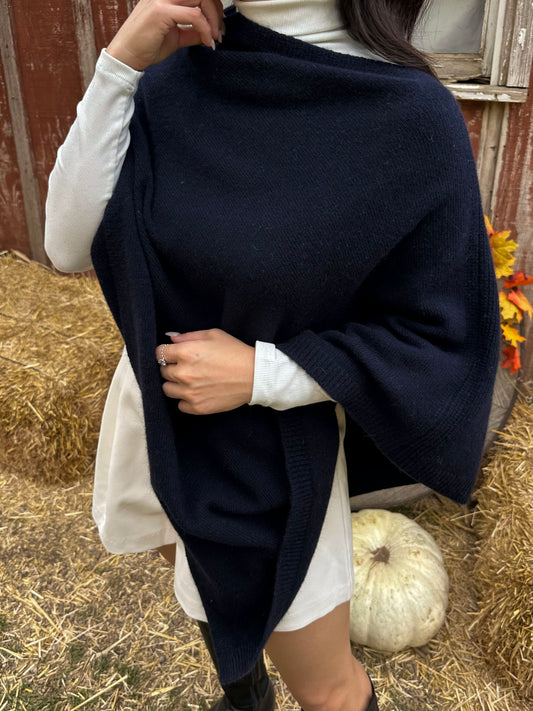 Asymmetric Fox Wool Cape
