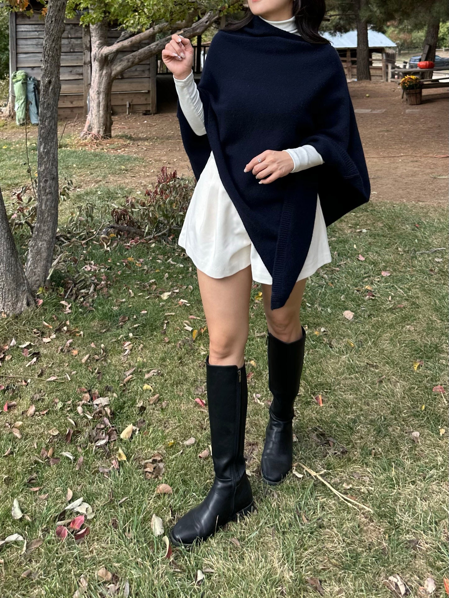 Asymmetric Fox Wool Cape
