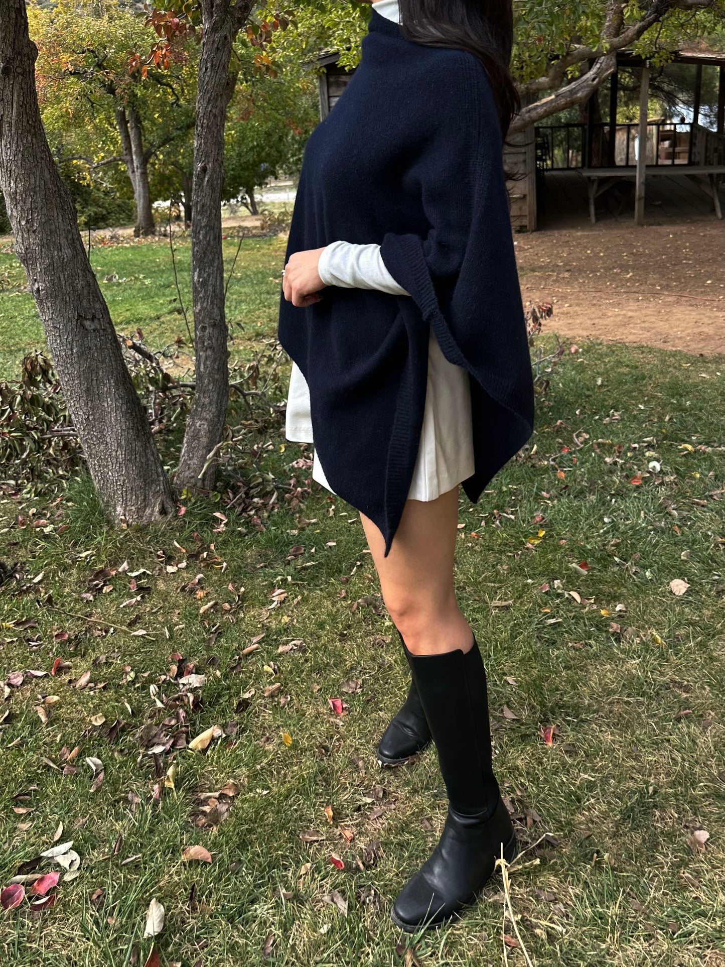 Asymmetric Fox Wool Cape