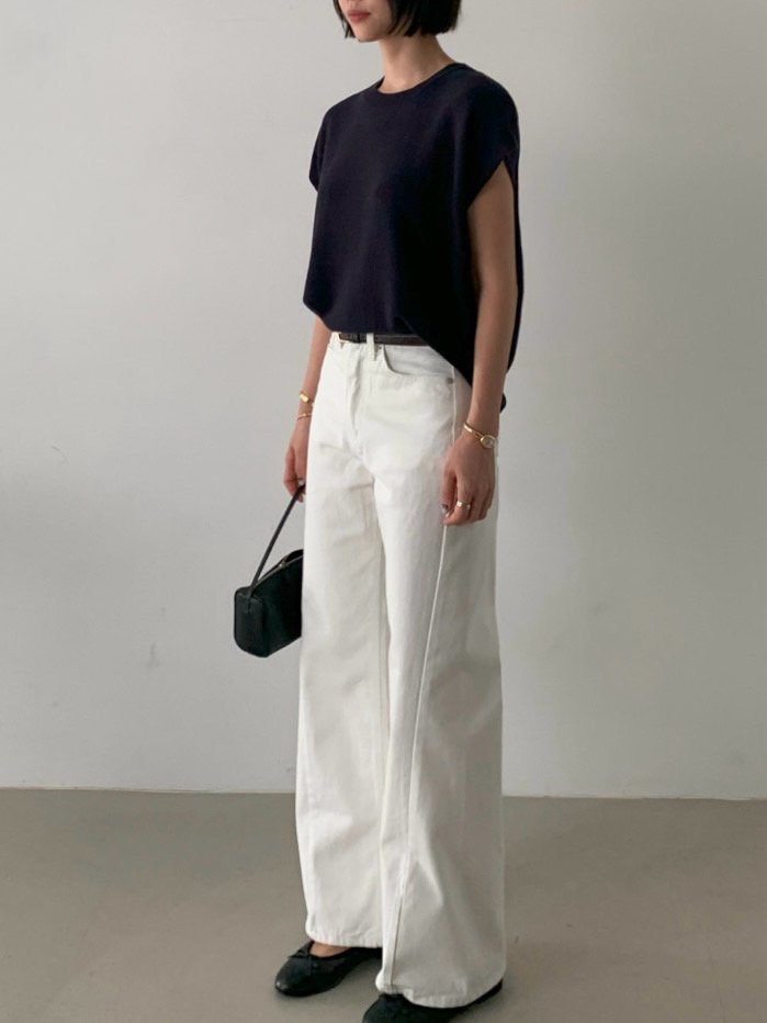 Knit Cap-Sleeve Top – Button Back