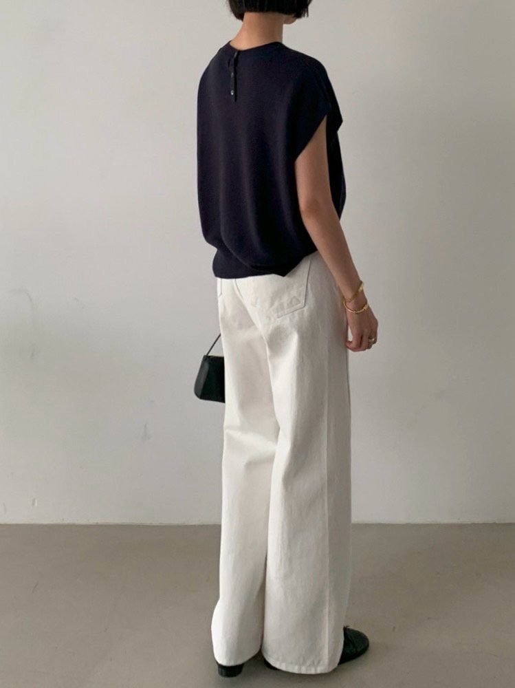 Knit Cap-Sleeve Top – Button Back