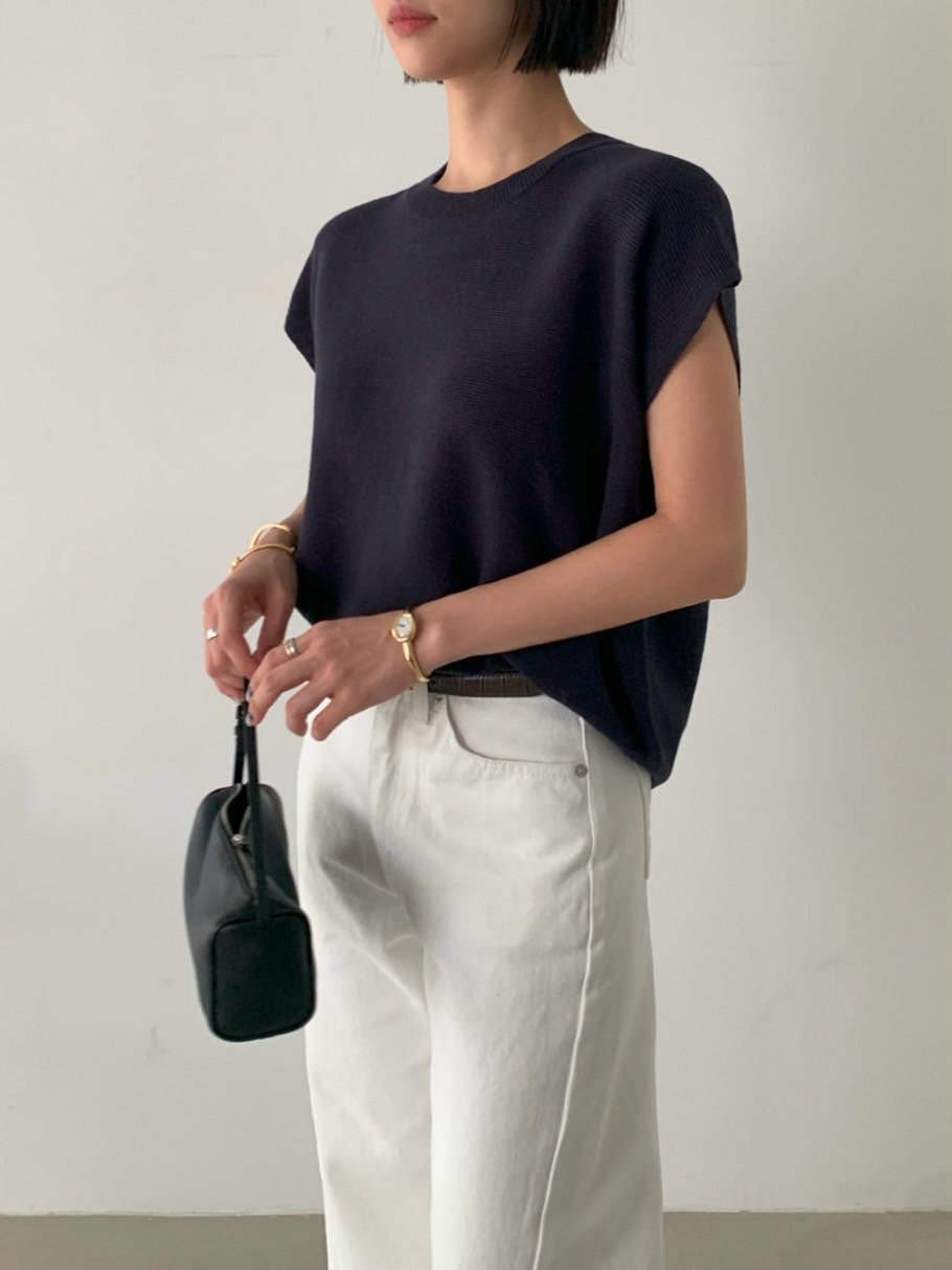 Knit Cap-Sleeve Top – Button Back